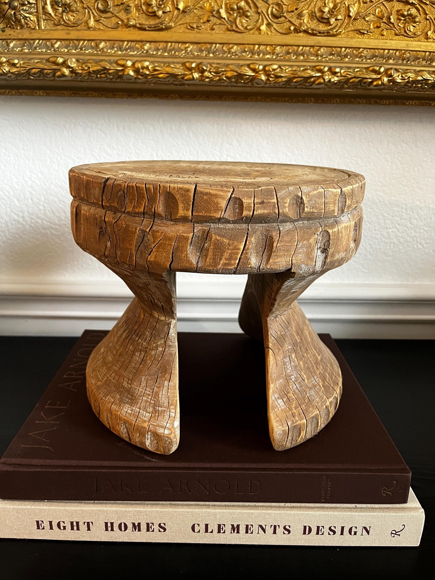 Vintage Carved Wood Mini Stool