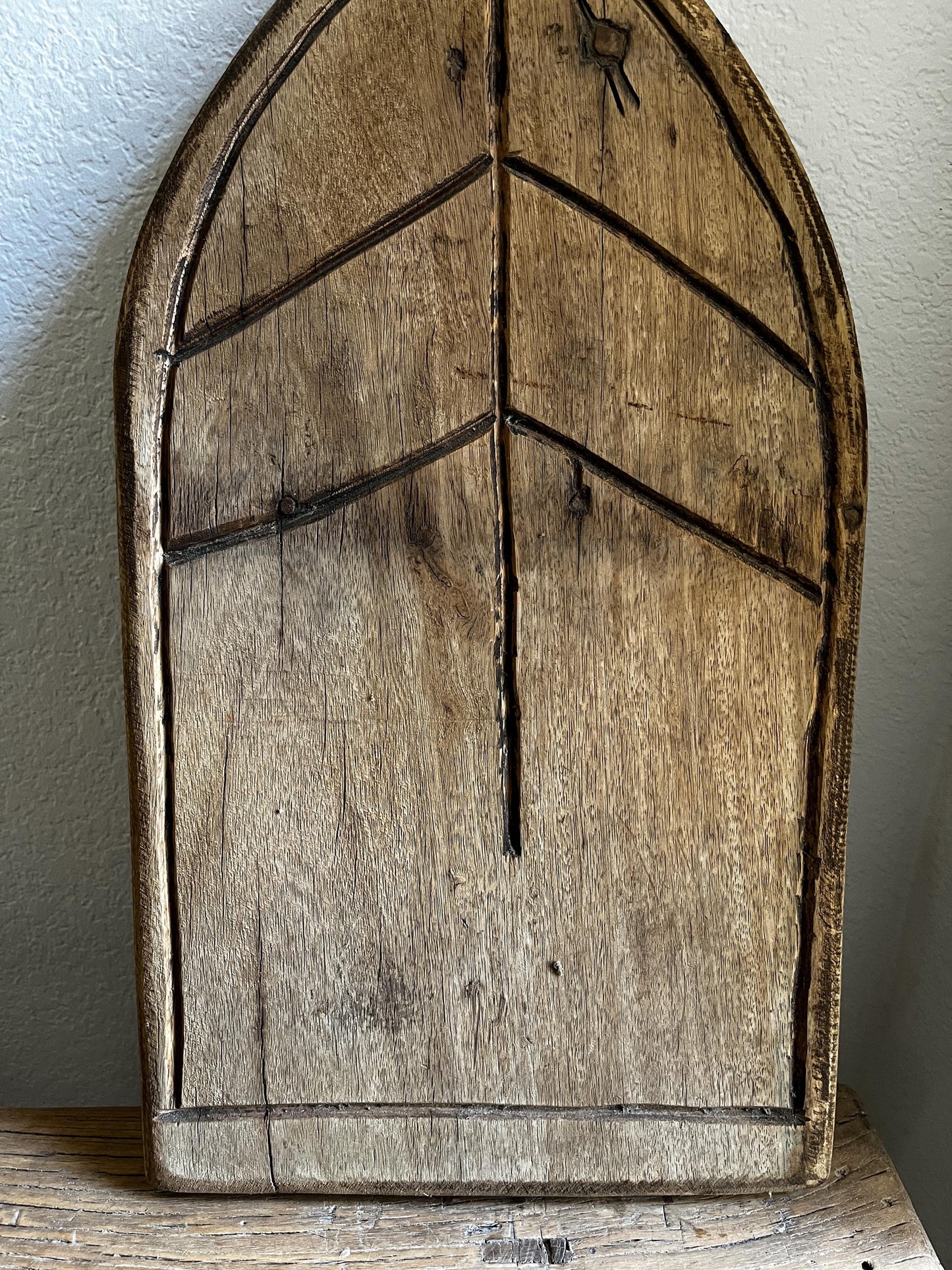 Vintage Carved Wood Arched Panel