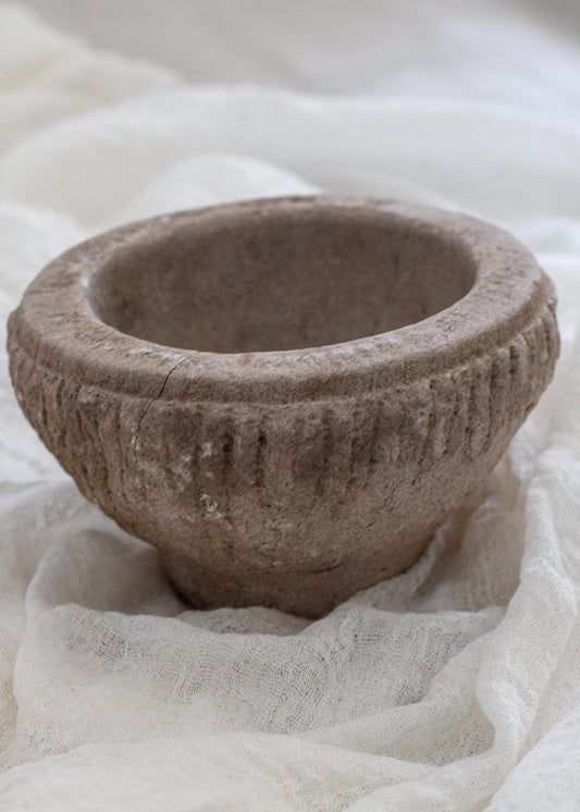 Vintage Carved Stone Mortar
