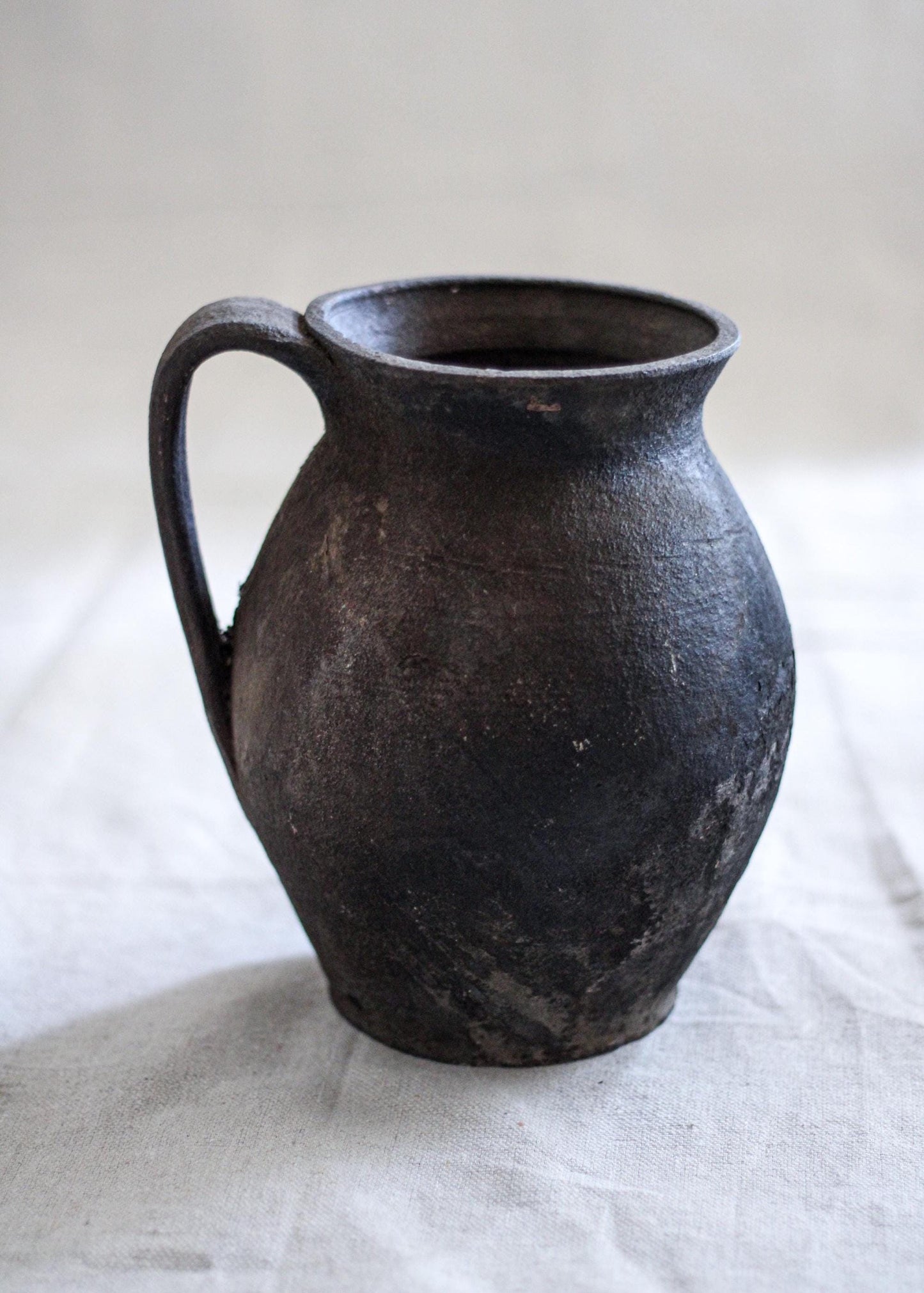 Antique Black Clay Folk Art Pottery