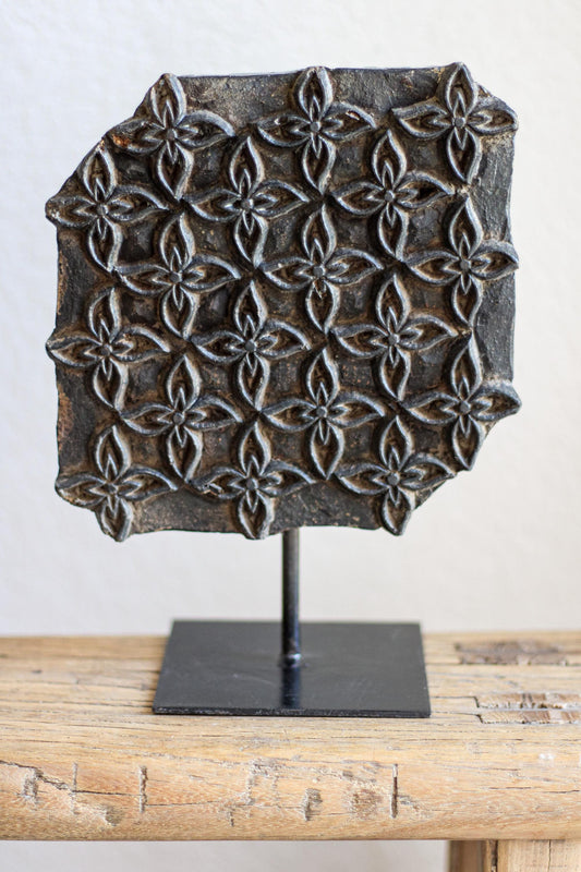Vintage Textile Block Stamp On Stand