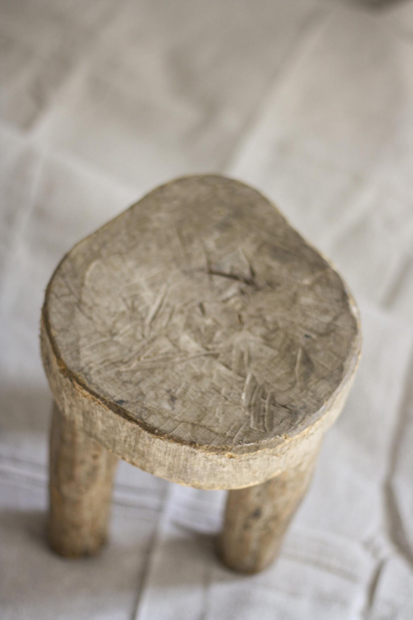 Round Vintage African Mini Senufo Stool
