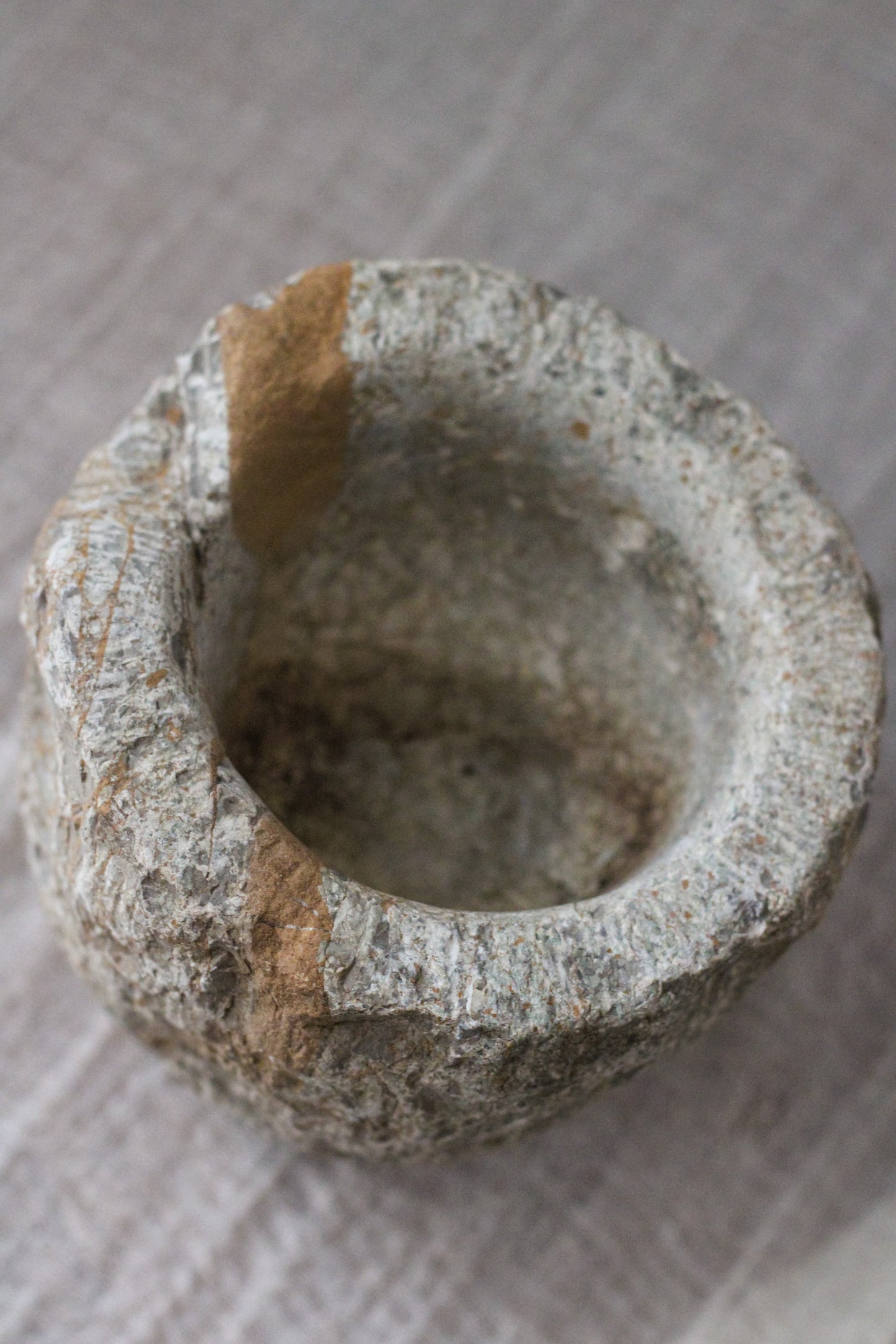 Large Vintage Carved Stone Mortar