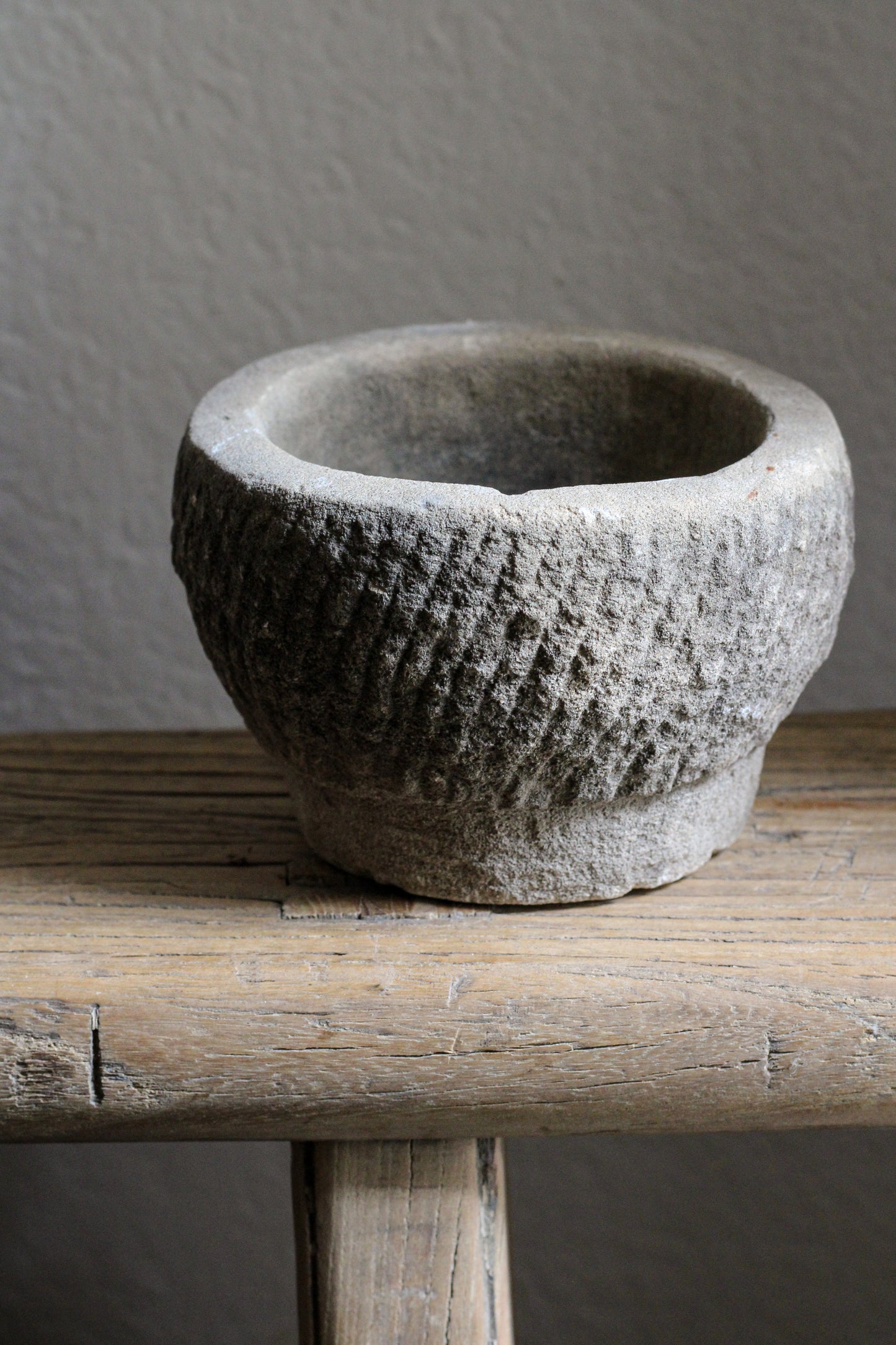 Vintage Carved Stone Mortar