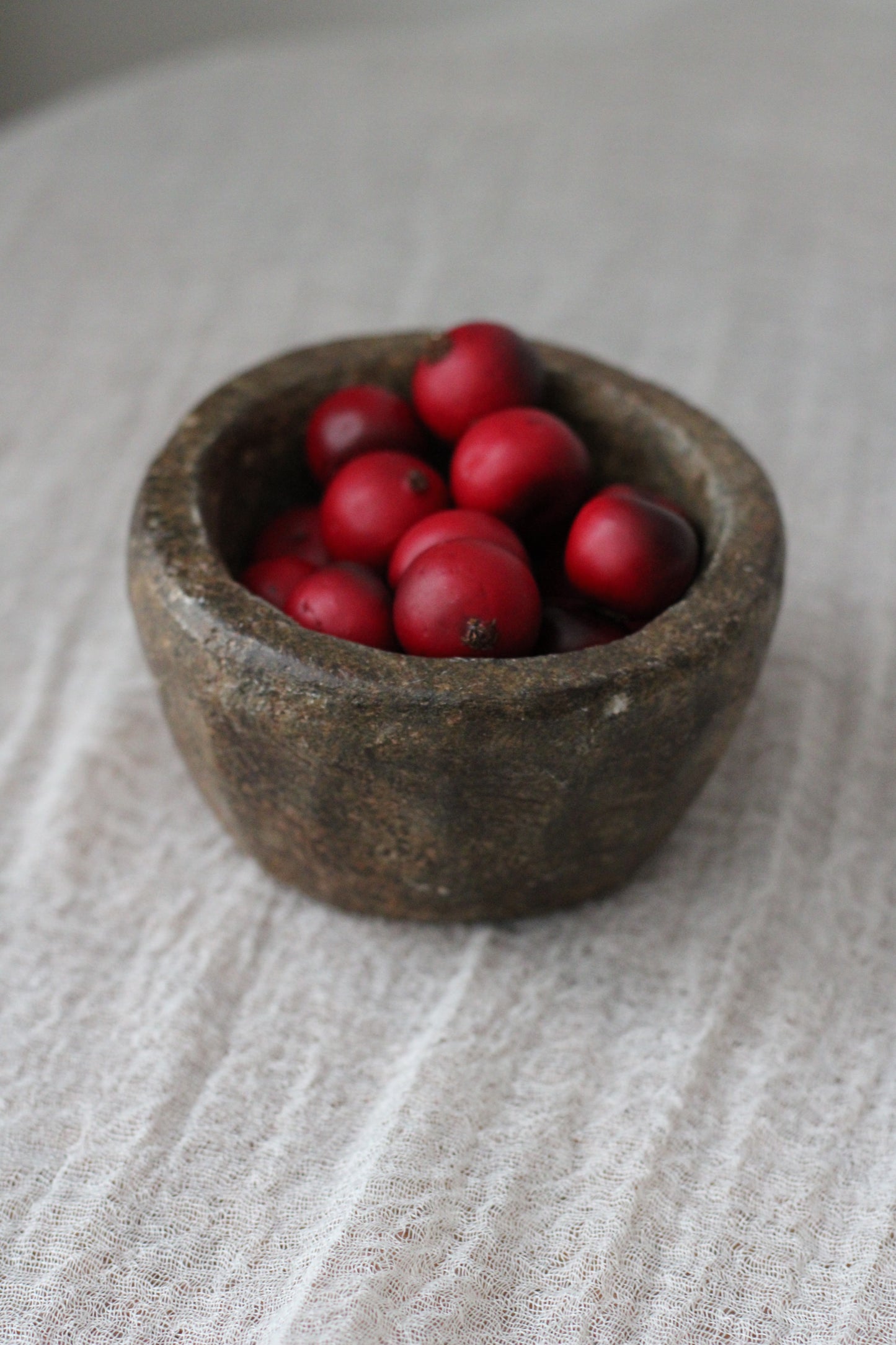 Vintage Stone Bowl Hand Carved Pickle Pot