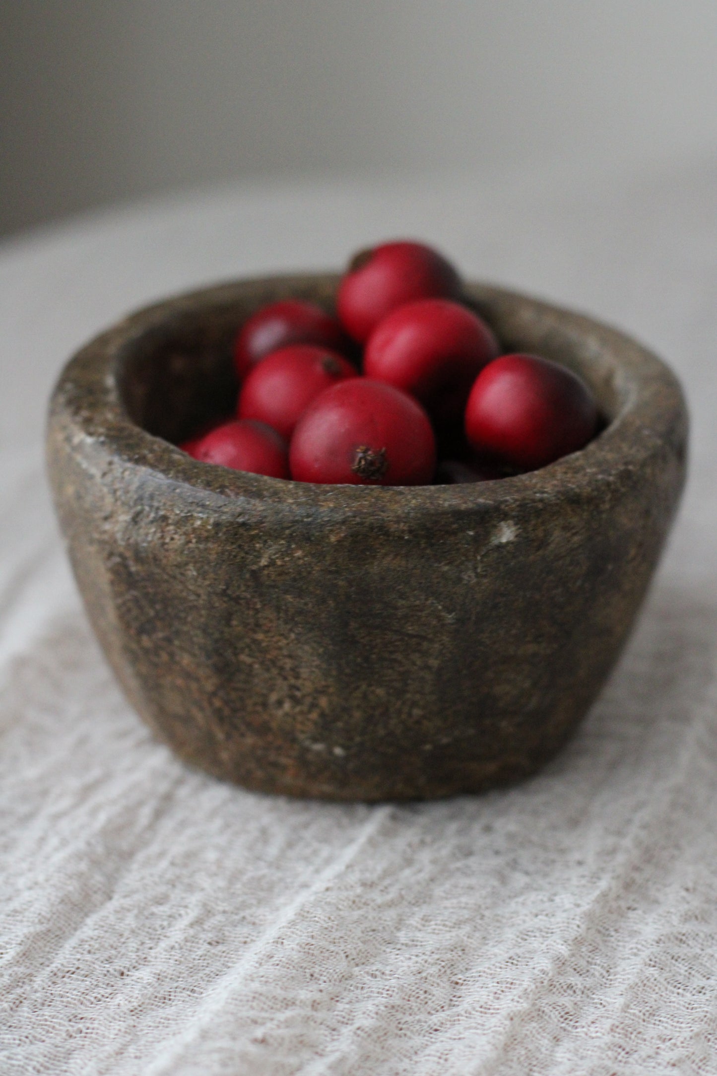 Vintage Stone Bowl Hand Carved Pickle Pot