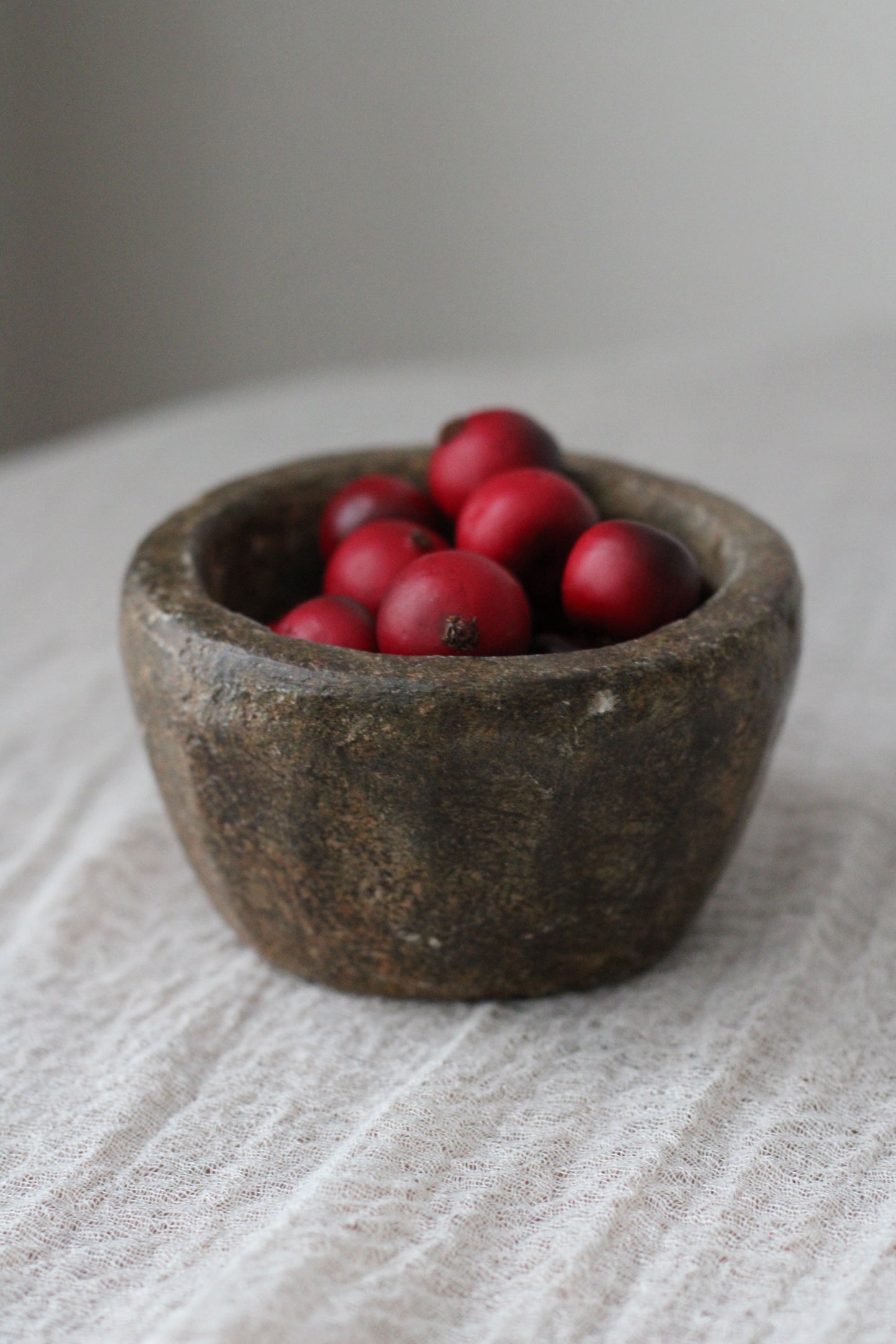 Vintage Stone Bowl Hand Carved Pickle Pot