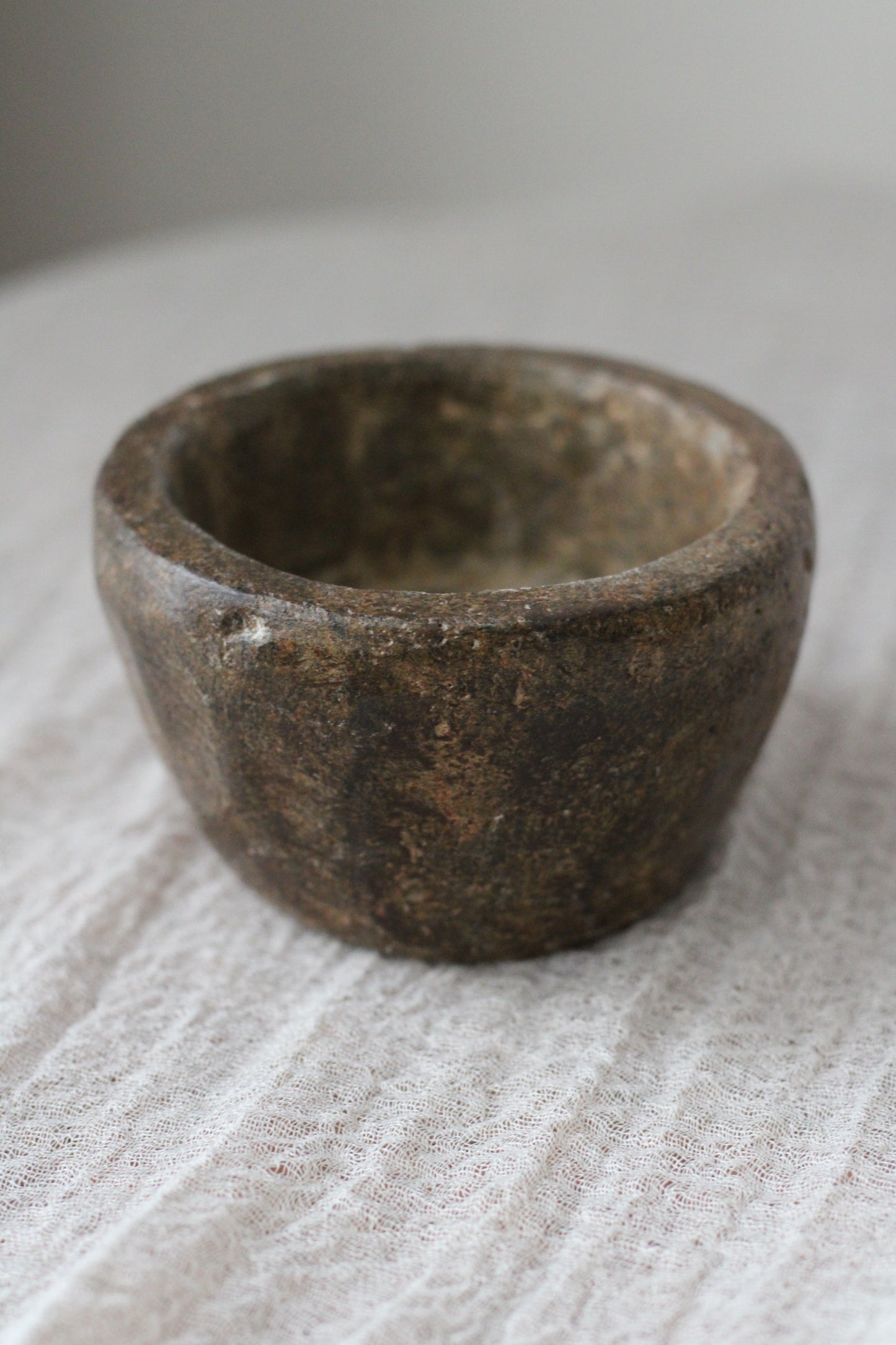 Vintage Stone Bowl Hand Carved Pickle Pot