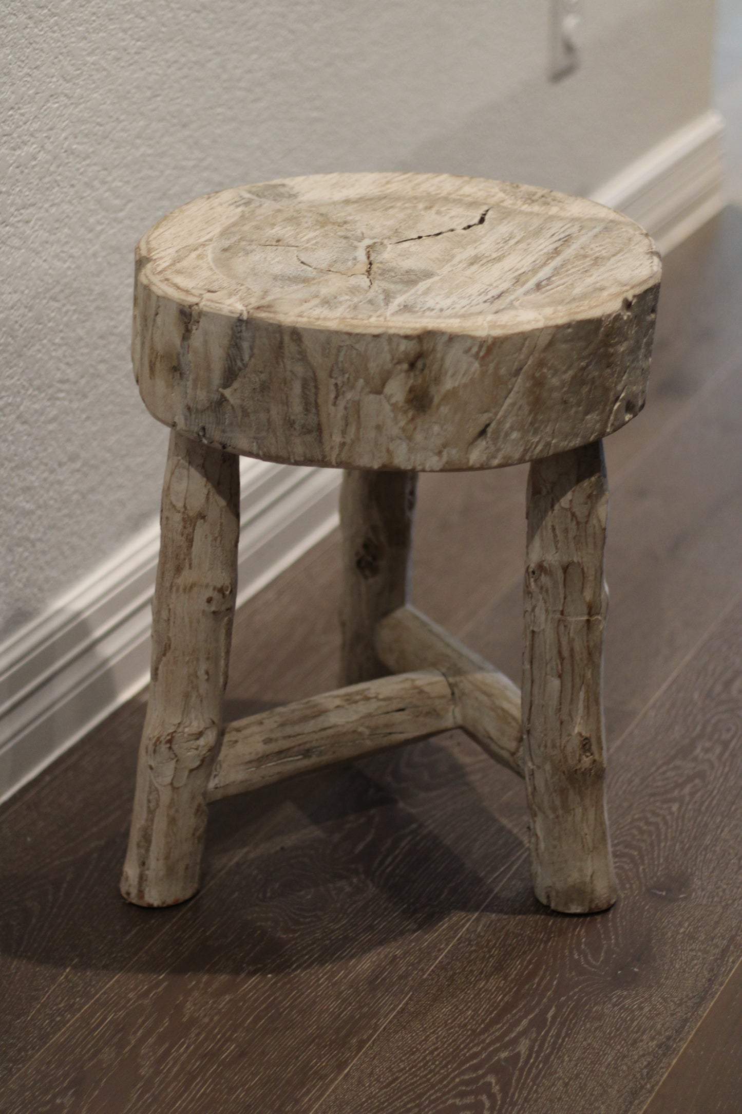 Bleached Teak Tripod Stool