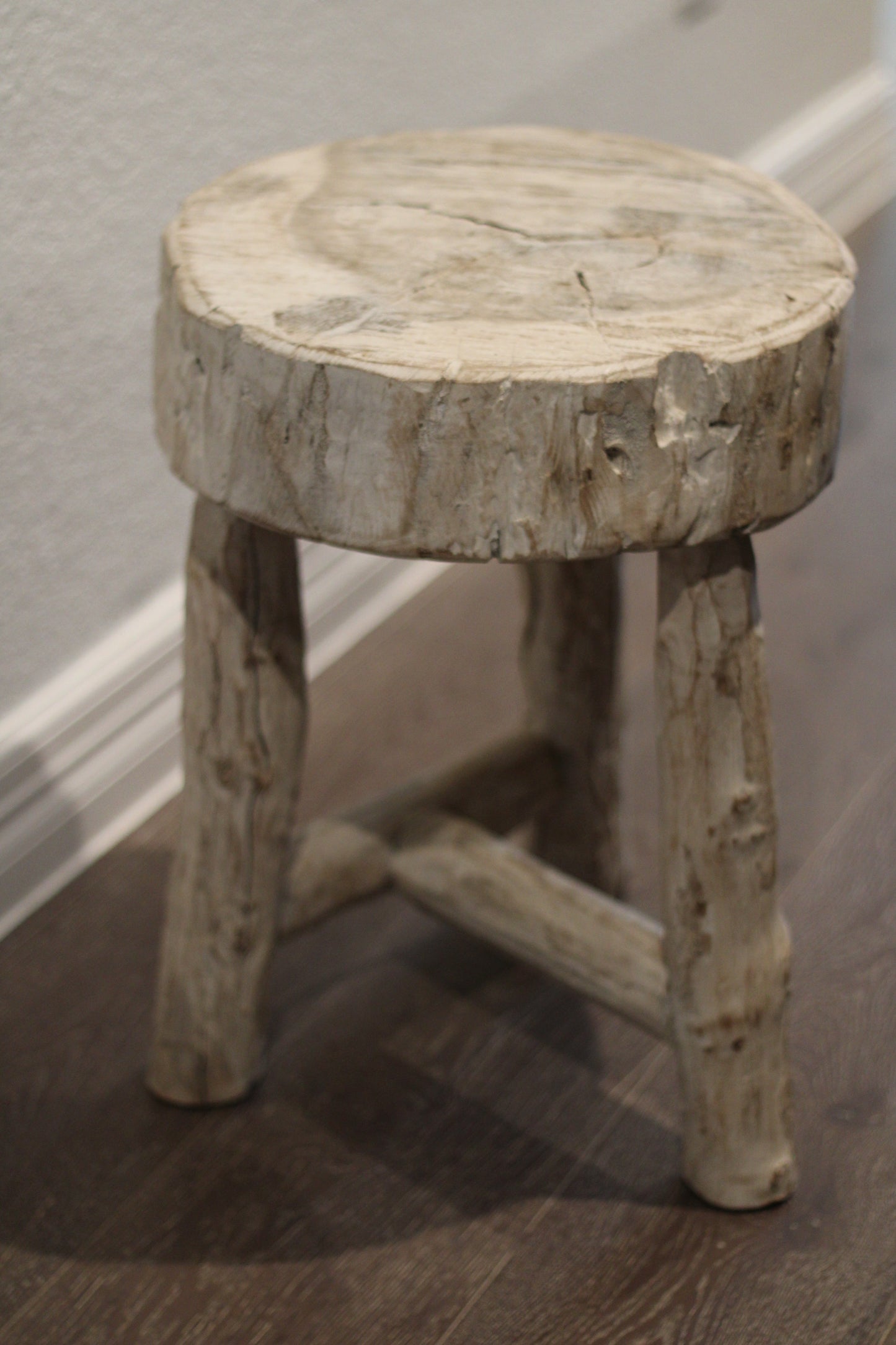 Bleached Teak Tripod Stool
