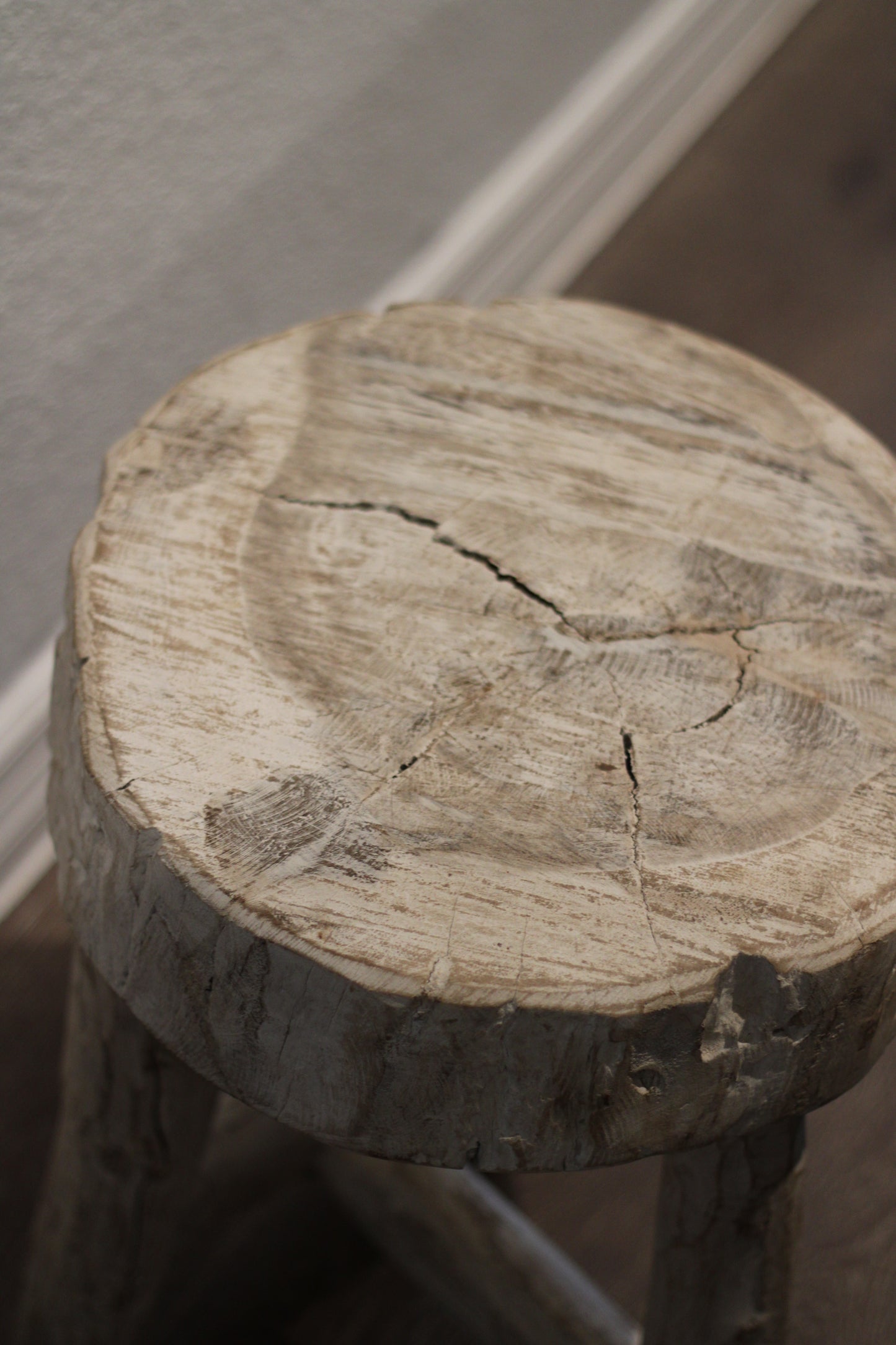 Bleached Teak Tripod Stool
