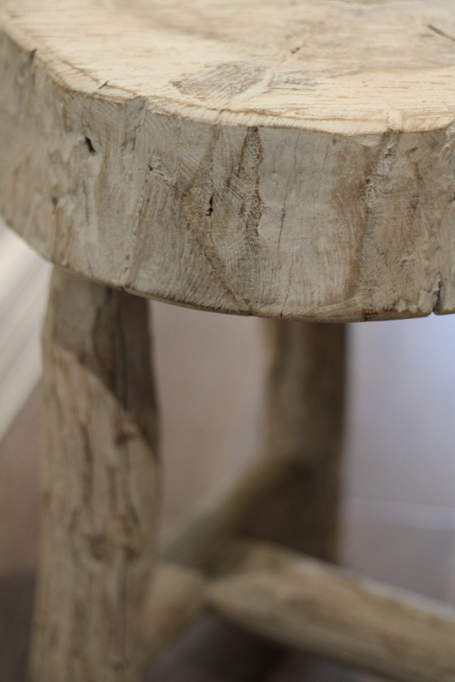 Bleached Teak Tripod Stool
