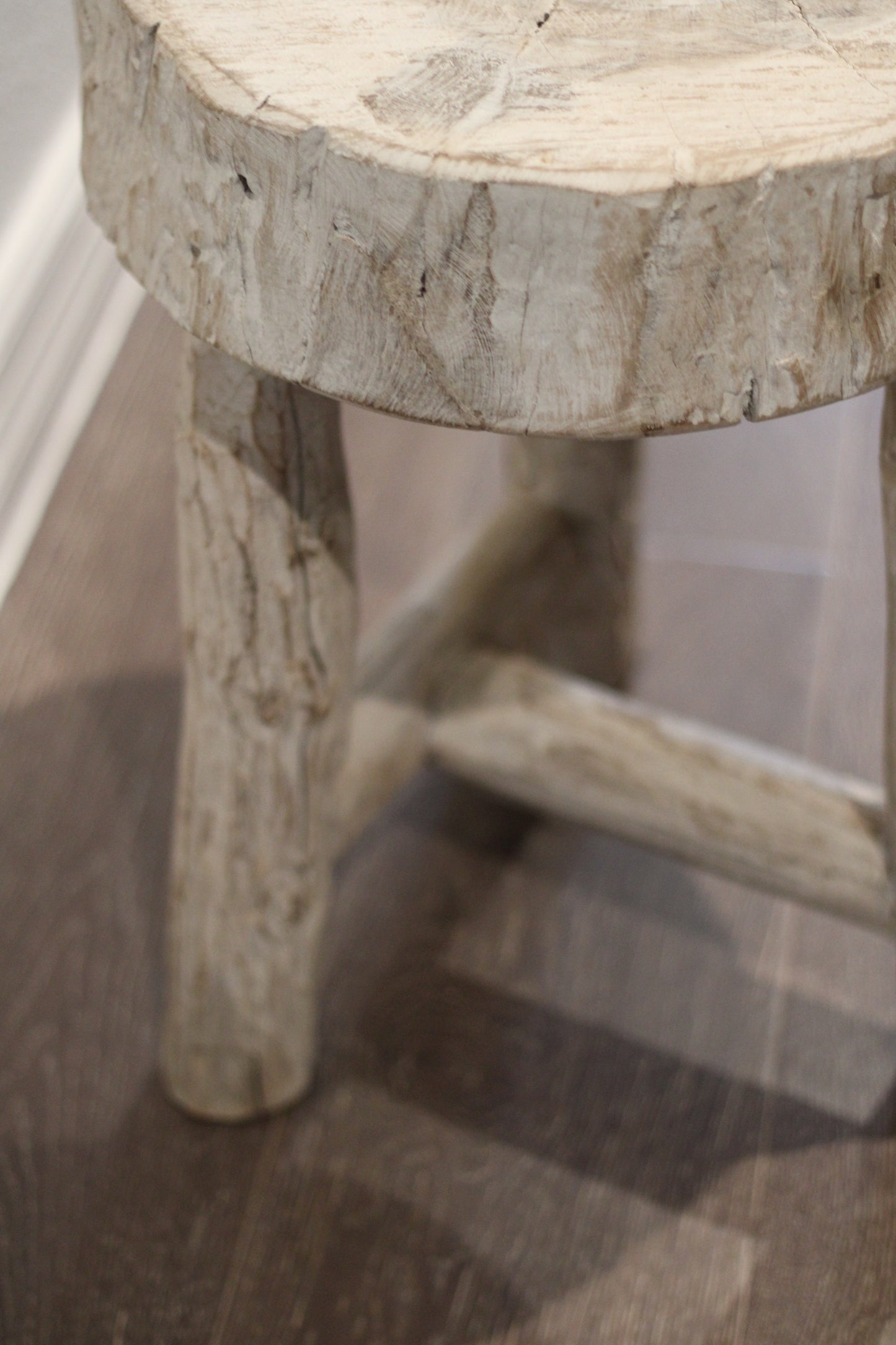 Bleached Teak Tripod Stool