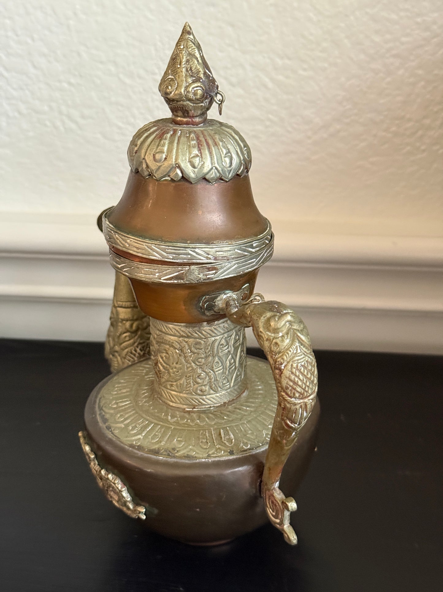 Antique Tibetan Copper and Brass Dragon Teapot