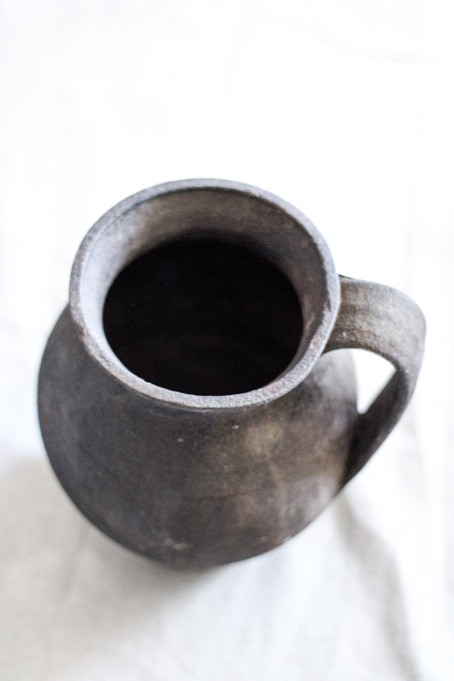 Antique Black Clay Folk Art Pottery