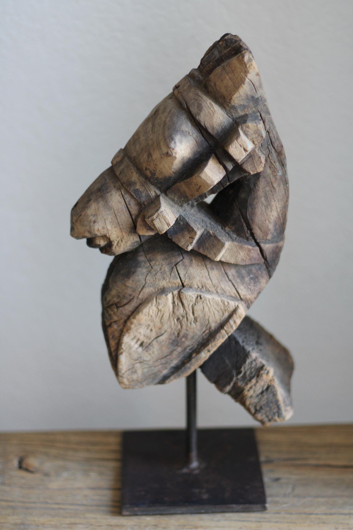Antique Hand Carved Wood Horse Sculpture
