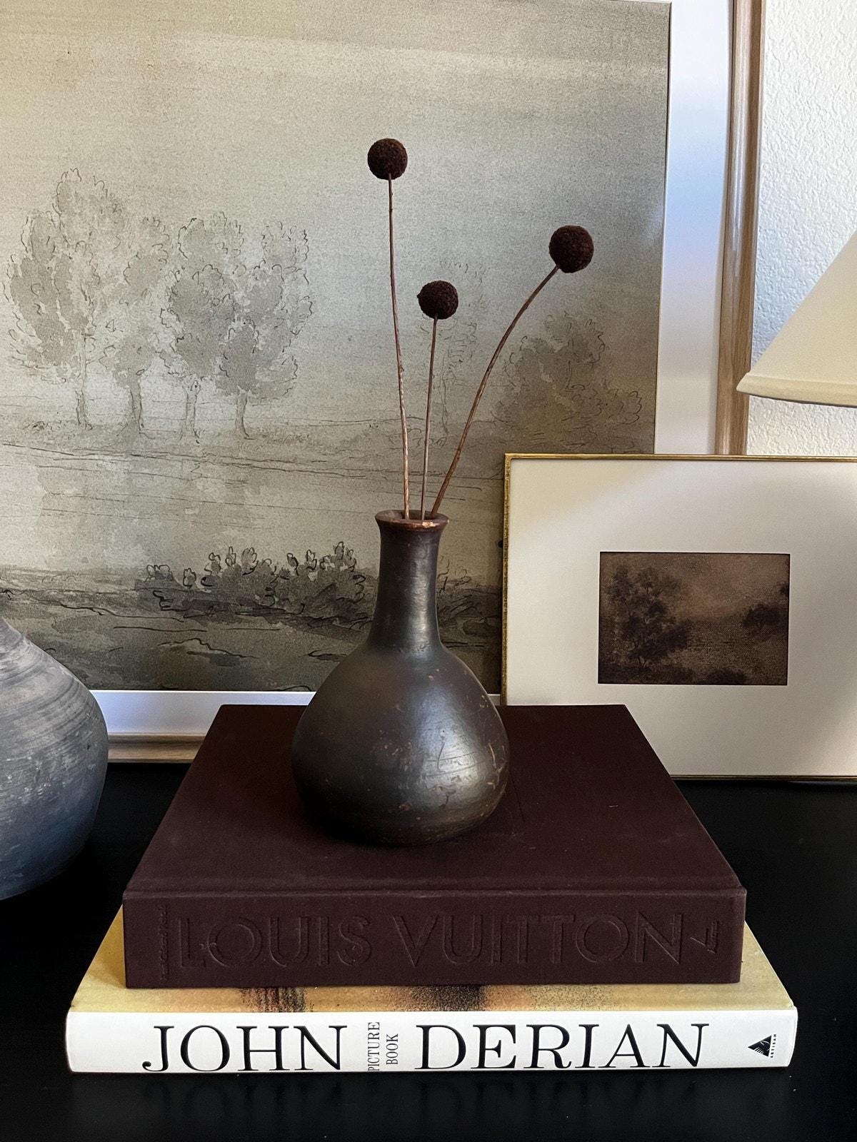 Antique Earthenware Bud Vase Long Neck