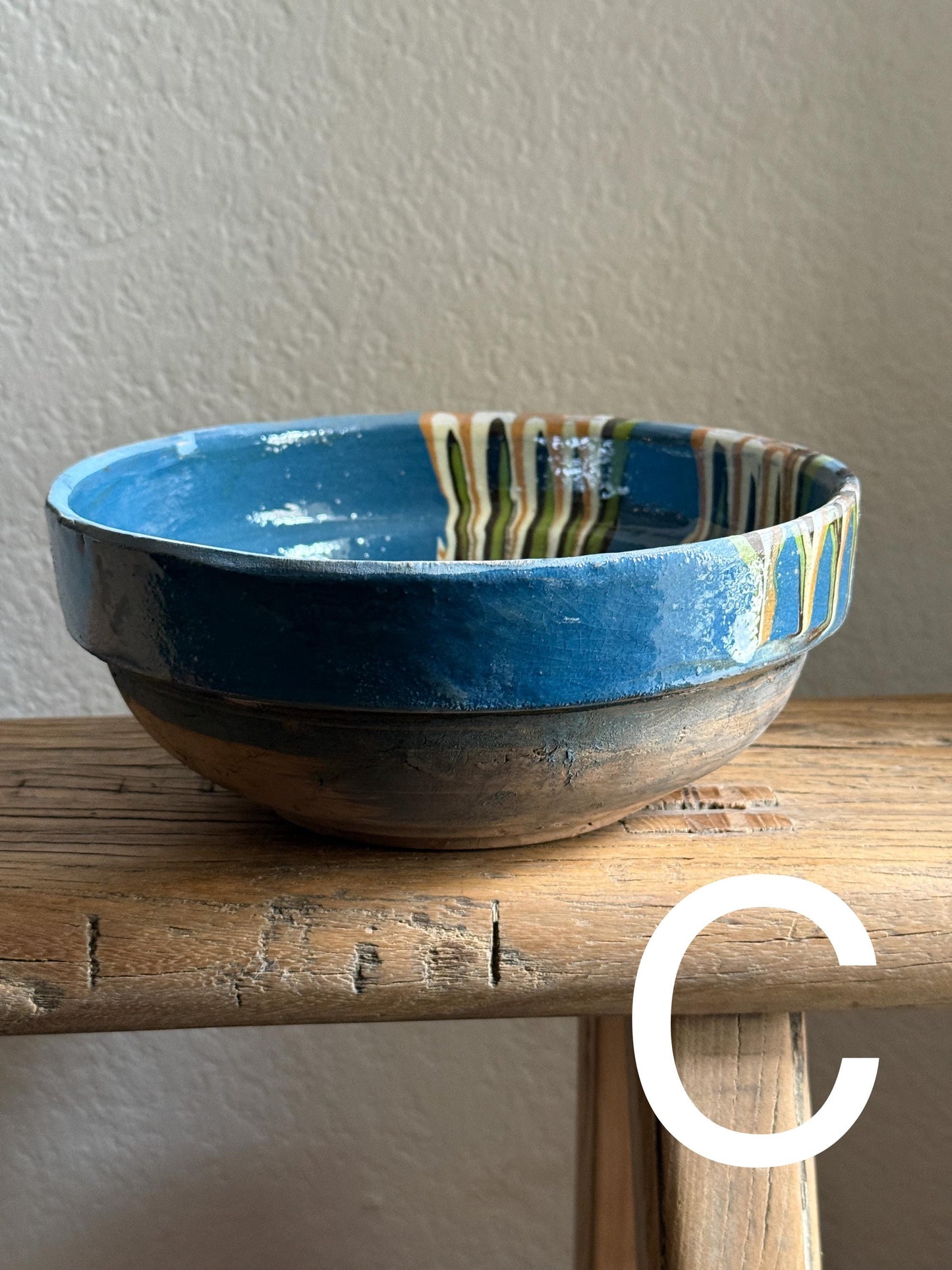 Marbleized Blue Glazed Bowl