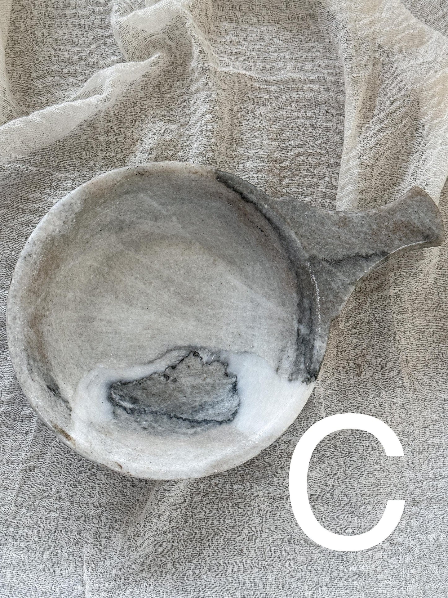 Vintage Marble Bowl With Handle
