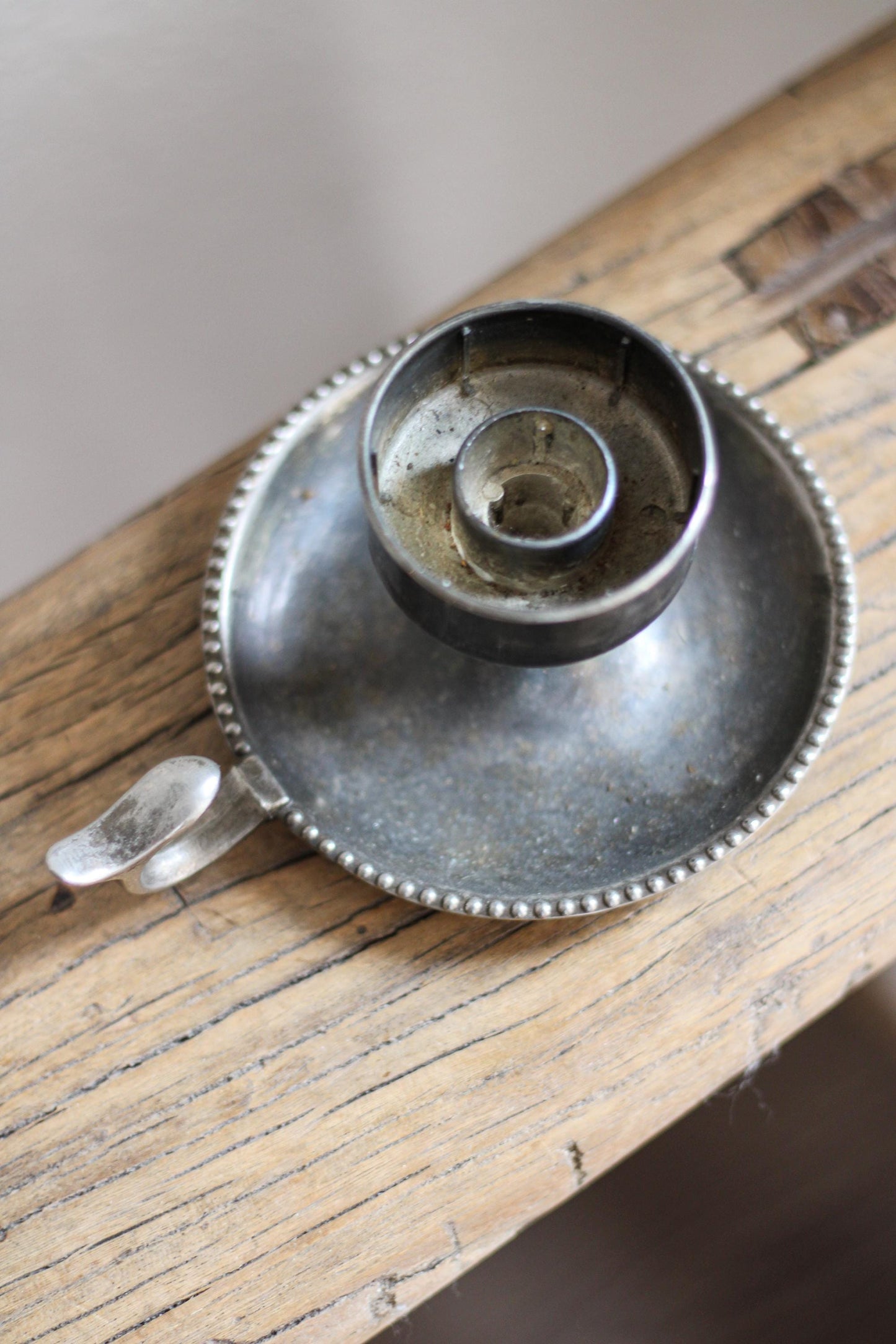 Vintage Silver Chambermaid Candleholder Beaded Rim