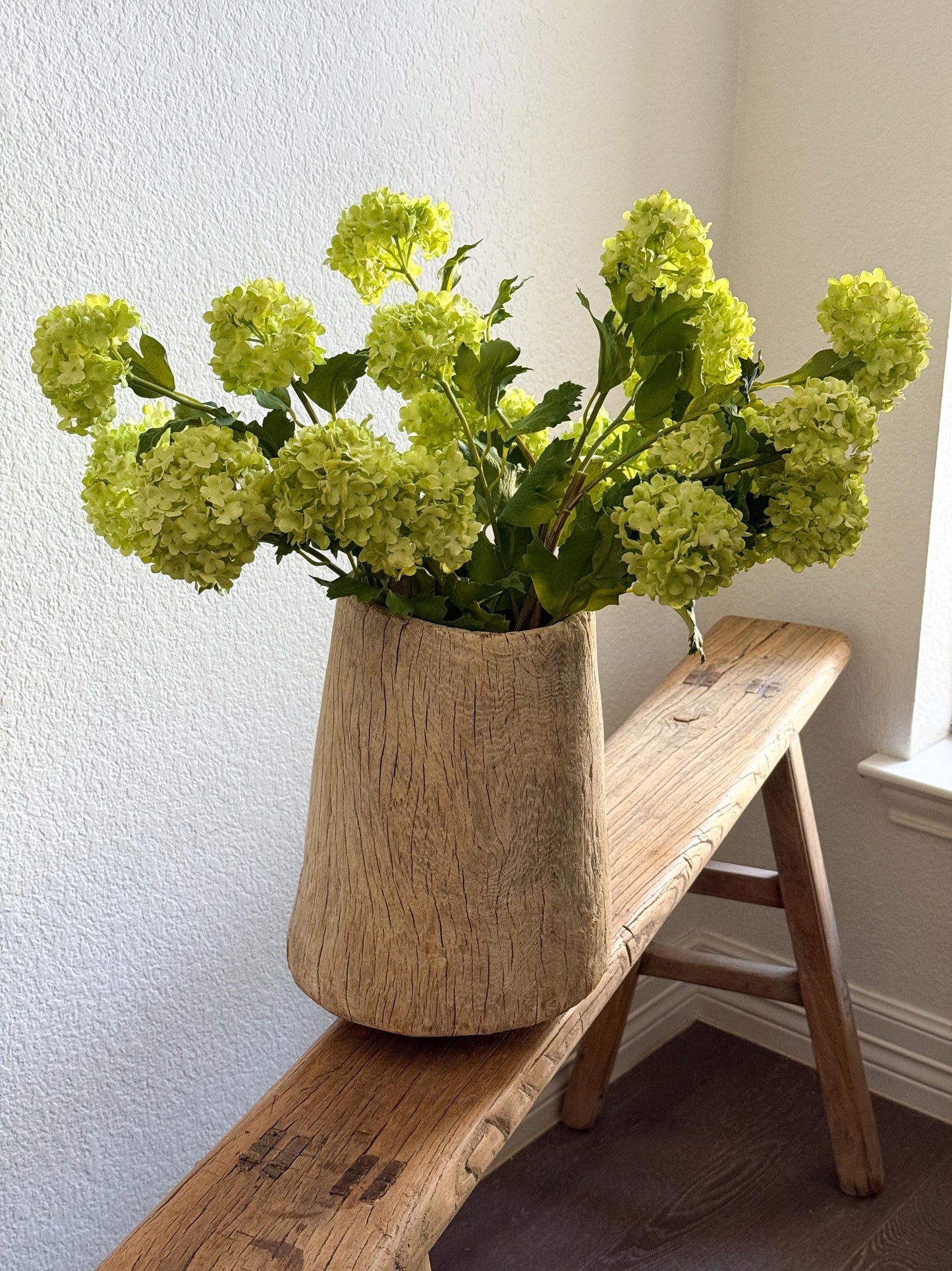 Vintage Bleached Wood Pot Vessel