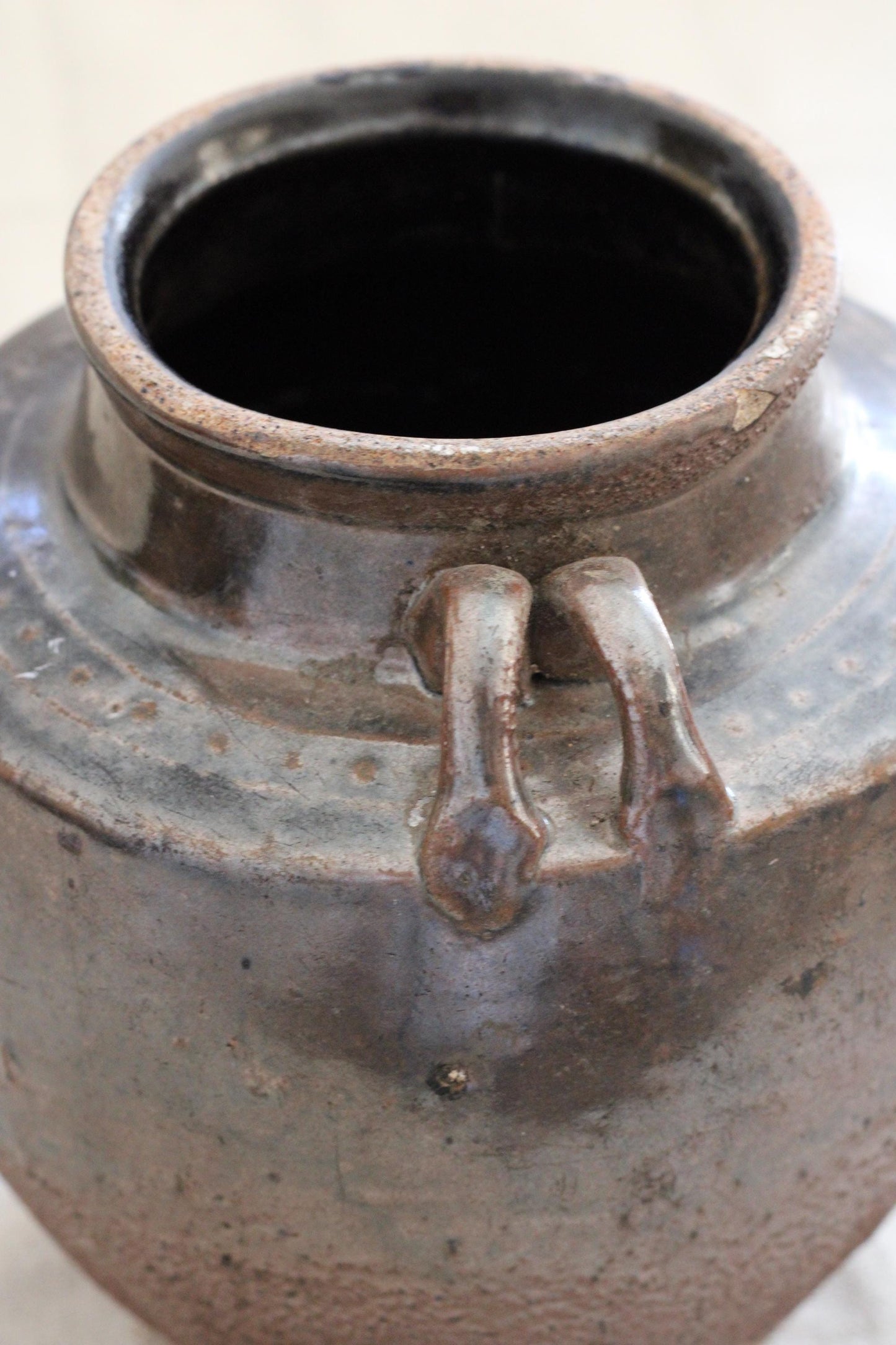 Vintage Glazed Four Handle Pot