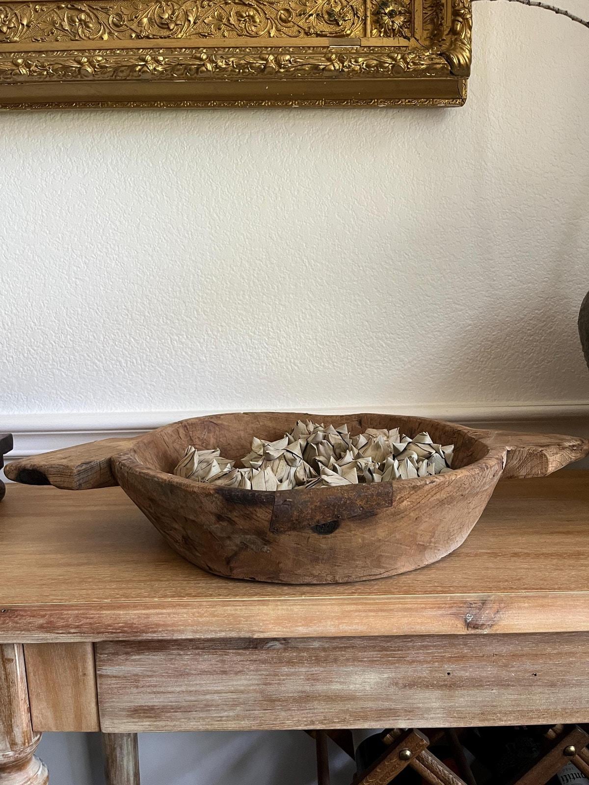 Large Vintage Wood Parat Bowl
