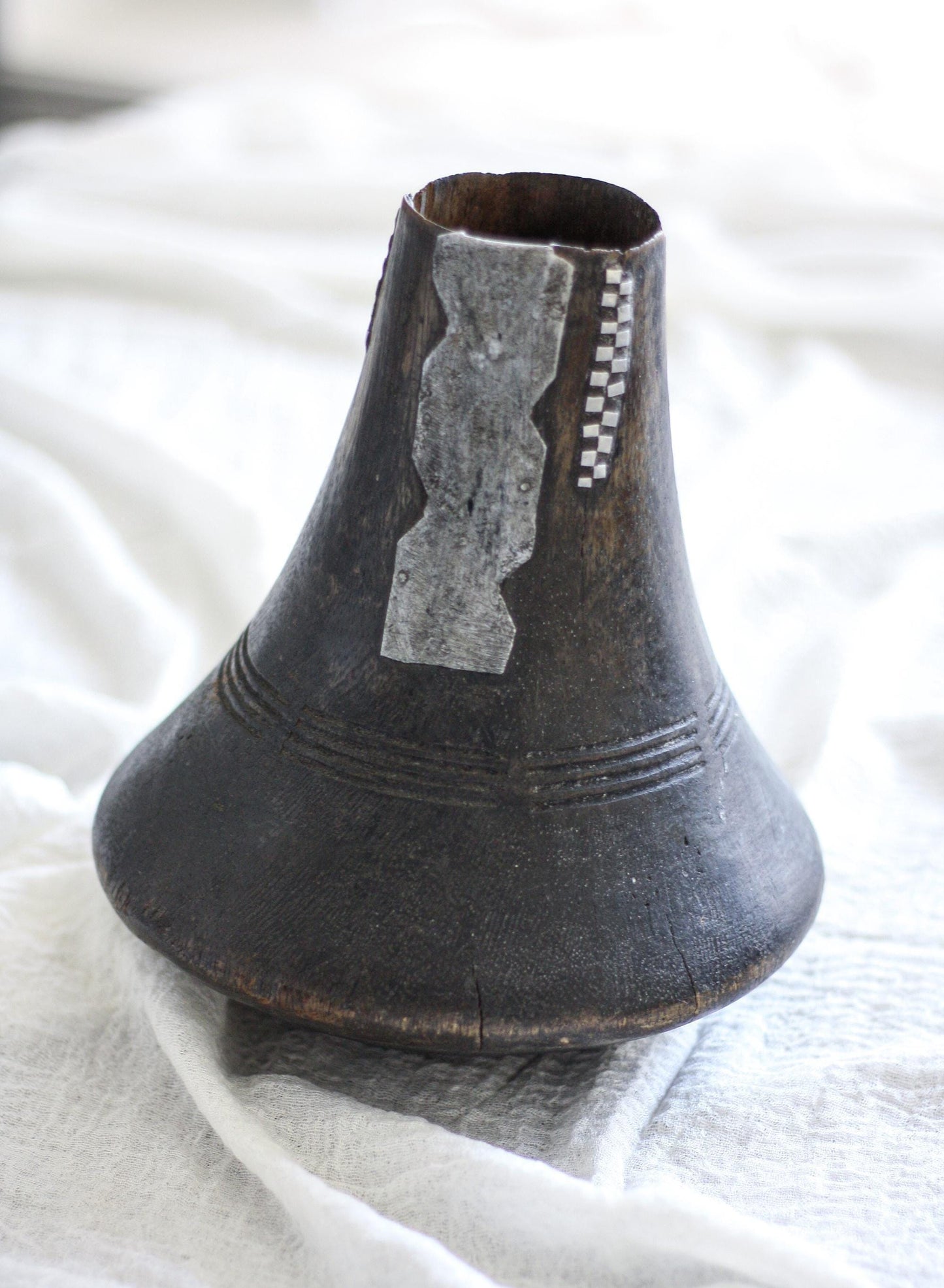 Vintage African Hand Carved Wooden Hima Milk Jug