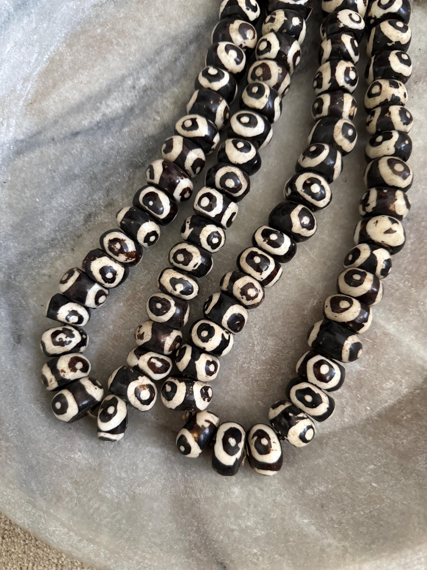 Vintage African Batik Bone Bead Strand