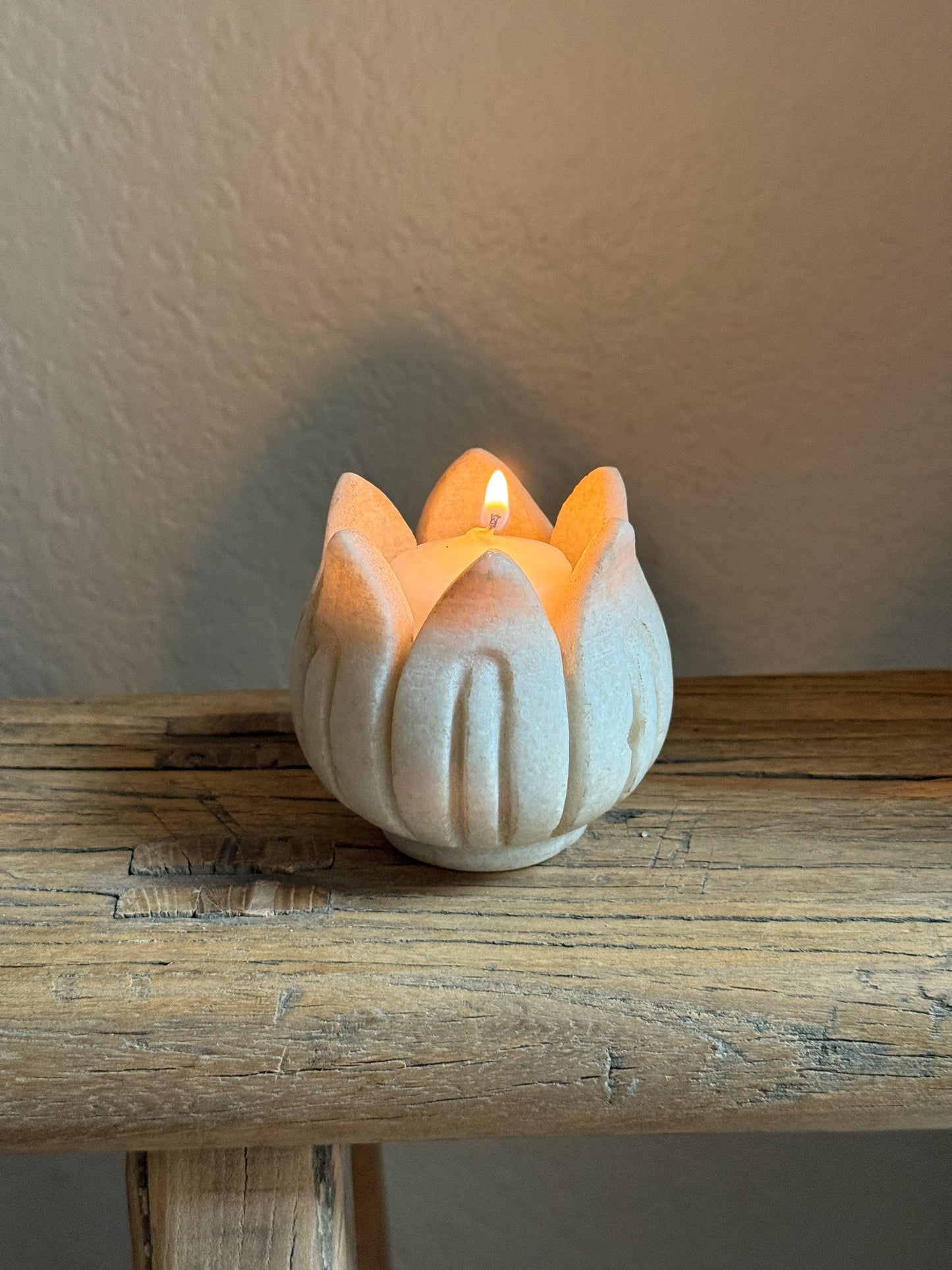 Small Marble Lotus Flower Candle Holder