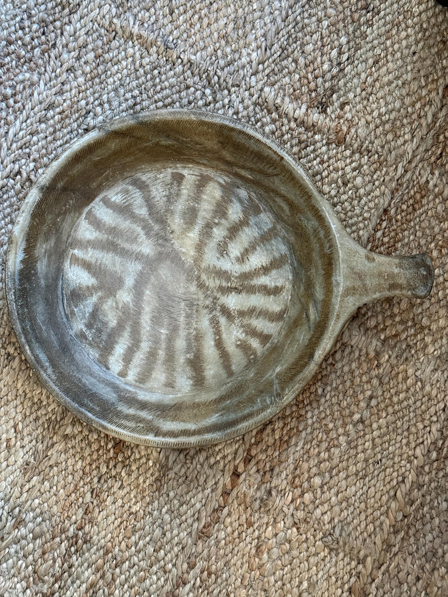 Large Antique Stone Parat Tray with Handle