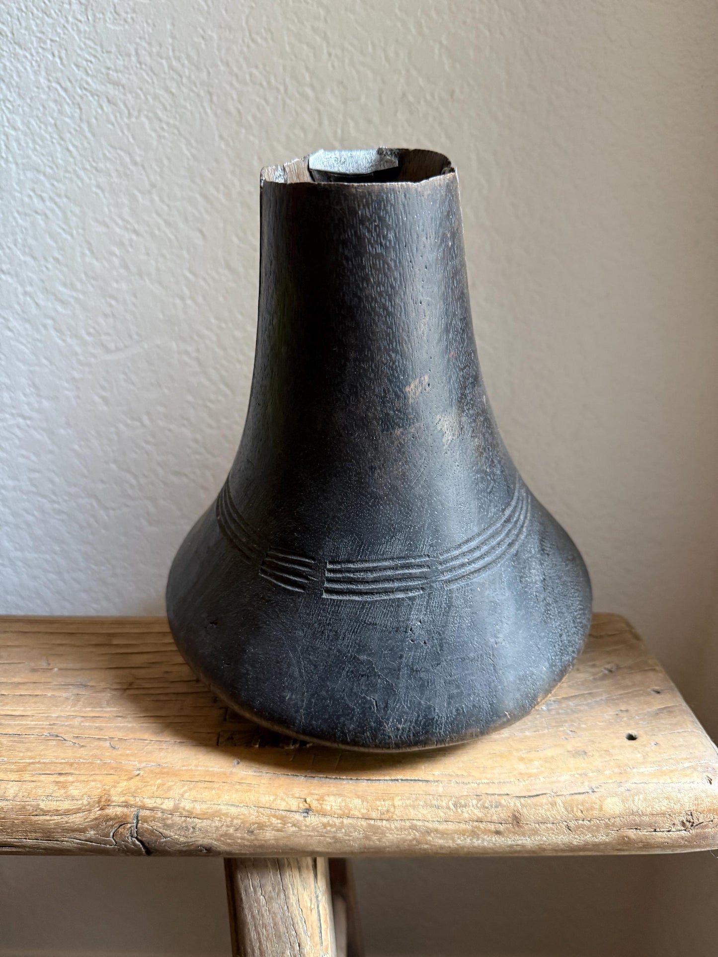 Vintage African Hand Carved Wooden Hima Milk Jug