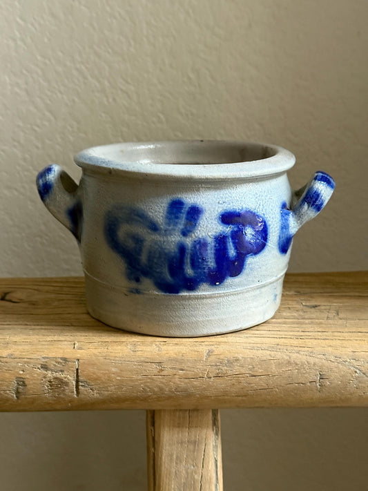 Vintage French Confit Pot Alsace Blue Glaze