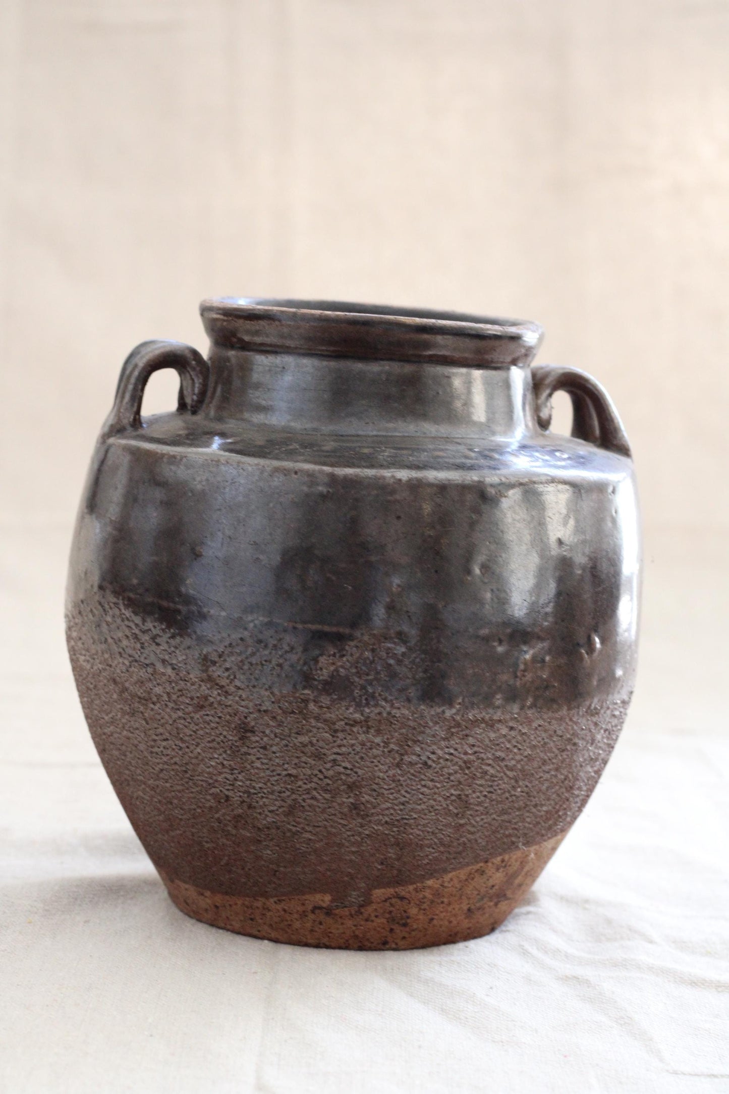 Vintage Glazed Four Handle Pot