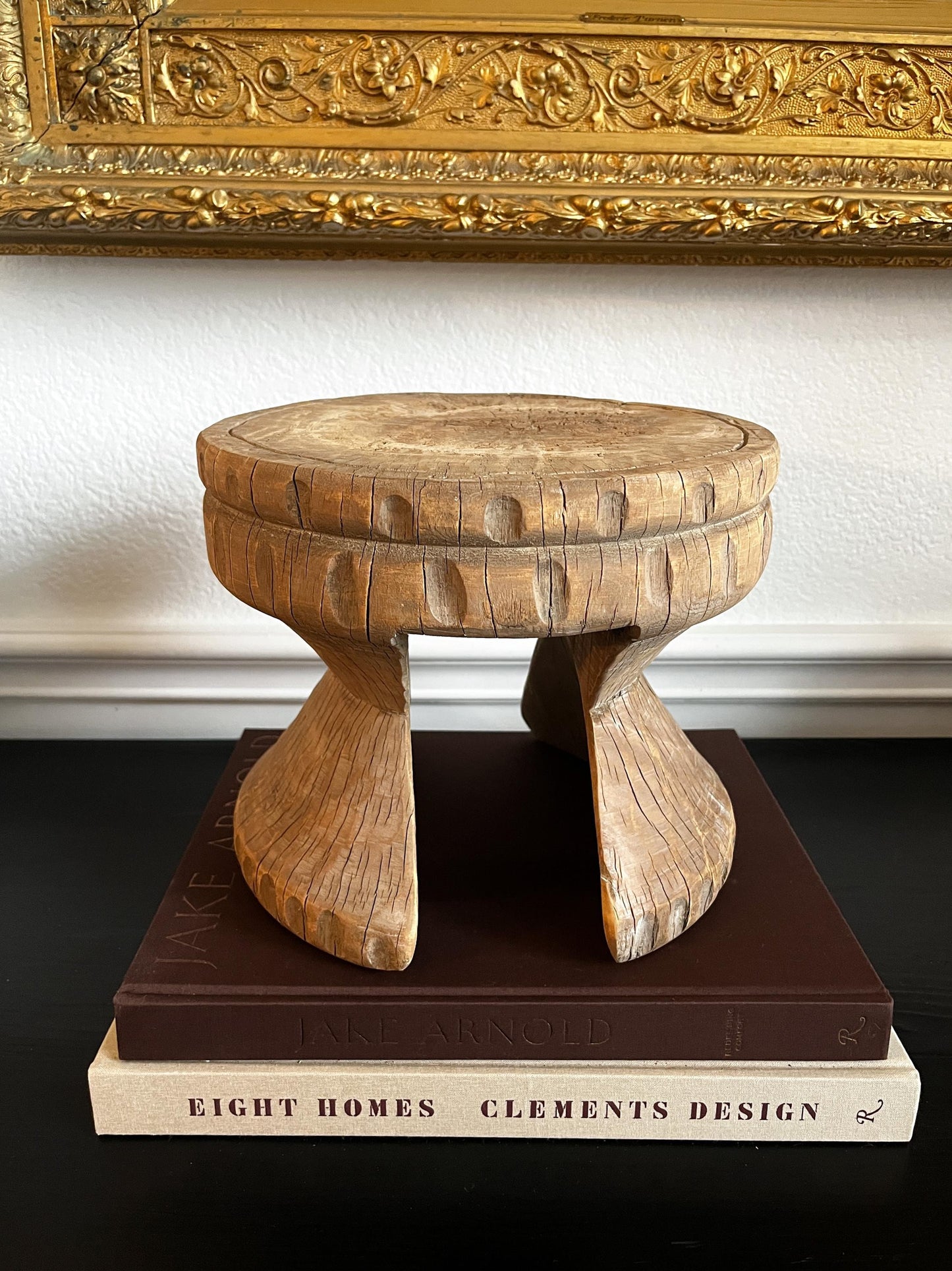 Vintage Carved Wood Mini Stool
