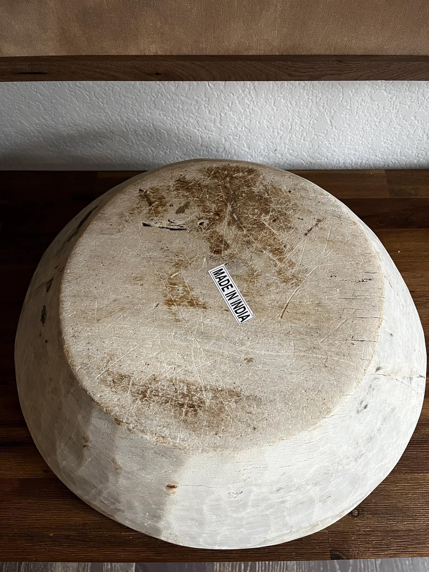 Large Rustic Wood Dough Bowl