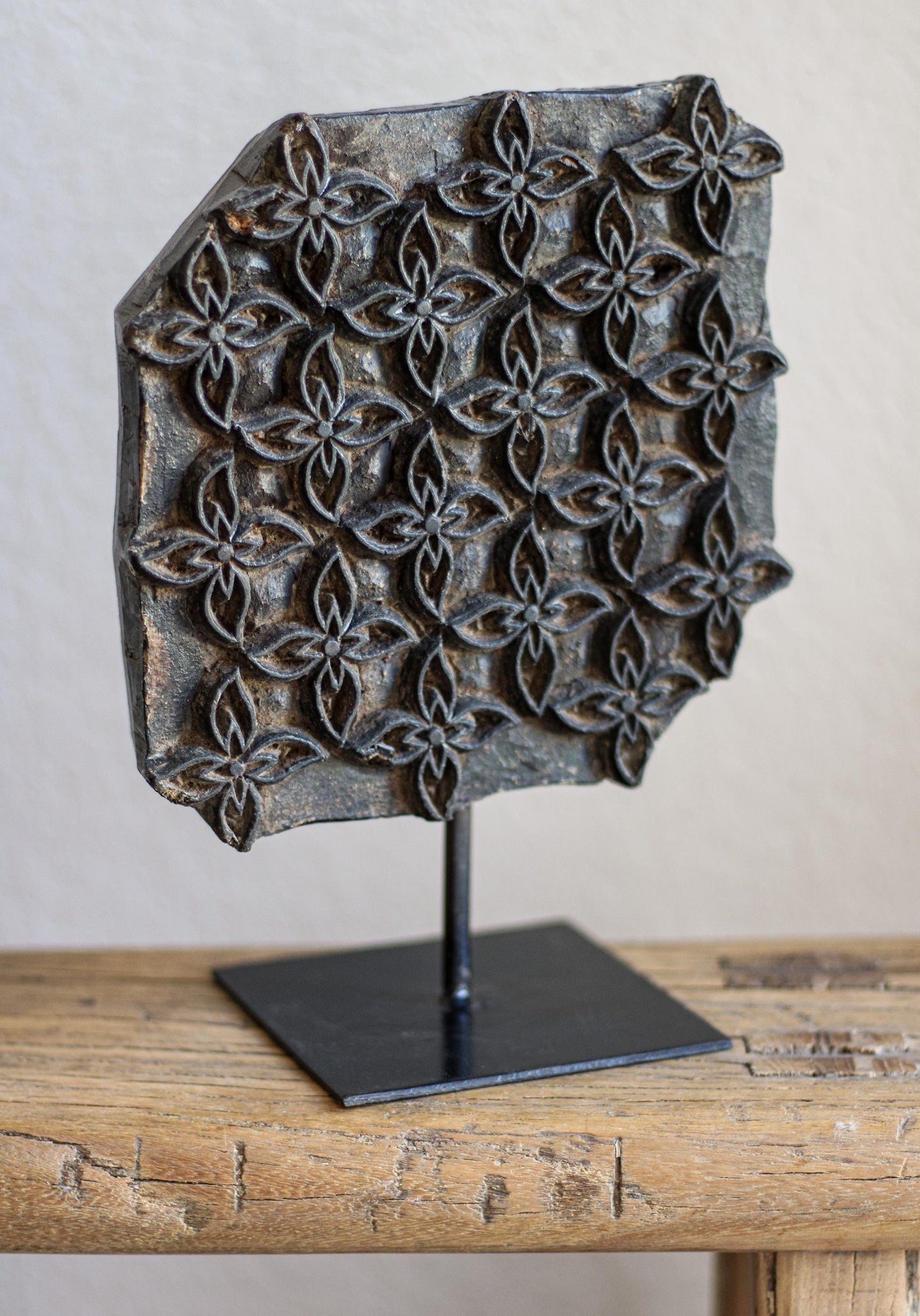 Vintage Textile Block Stamp On Stand