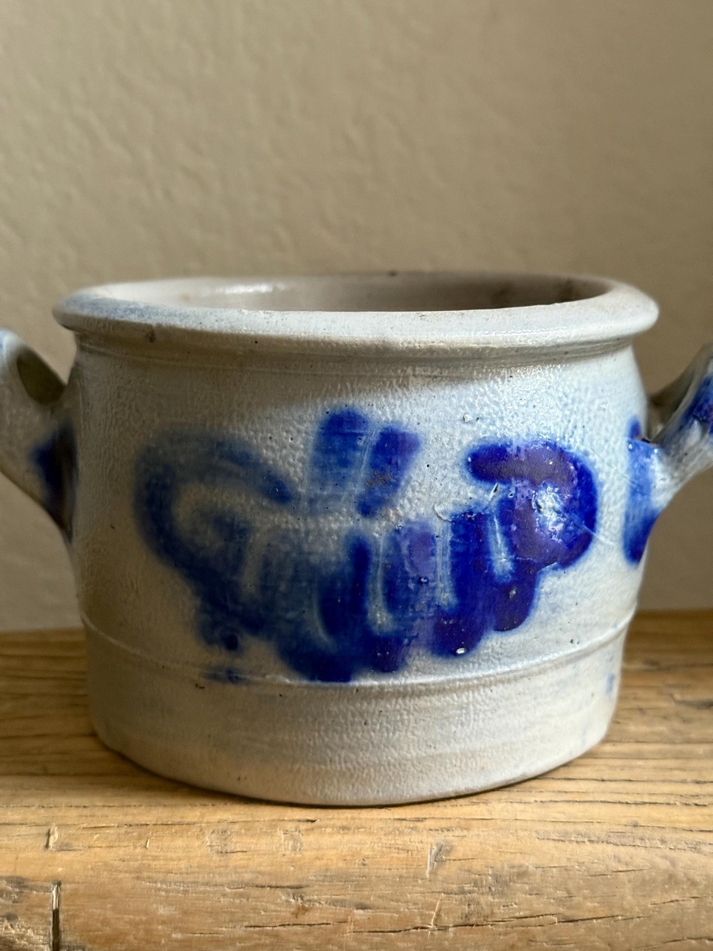 Vintage French Confit Pot Alsace Blue Glaze