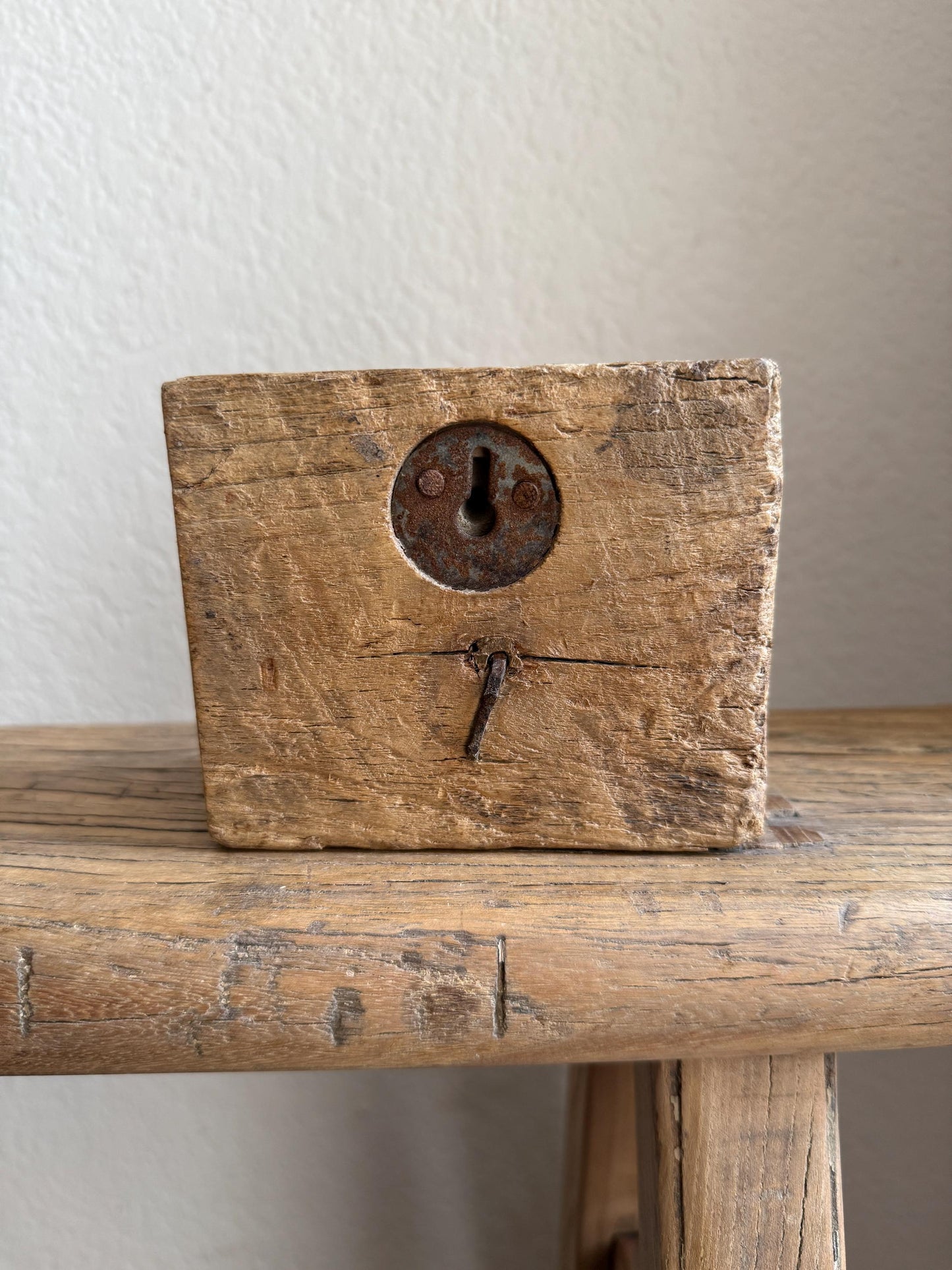 Vintage Wooden Carved Panel and Iron Wall Hook