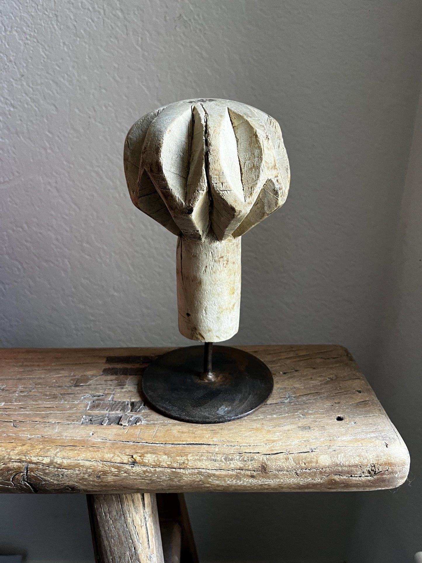 Vintage Wooden Spice Grinder on Stand