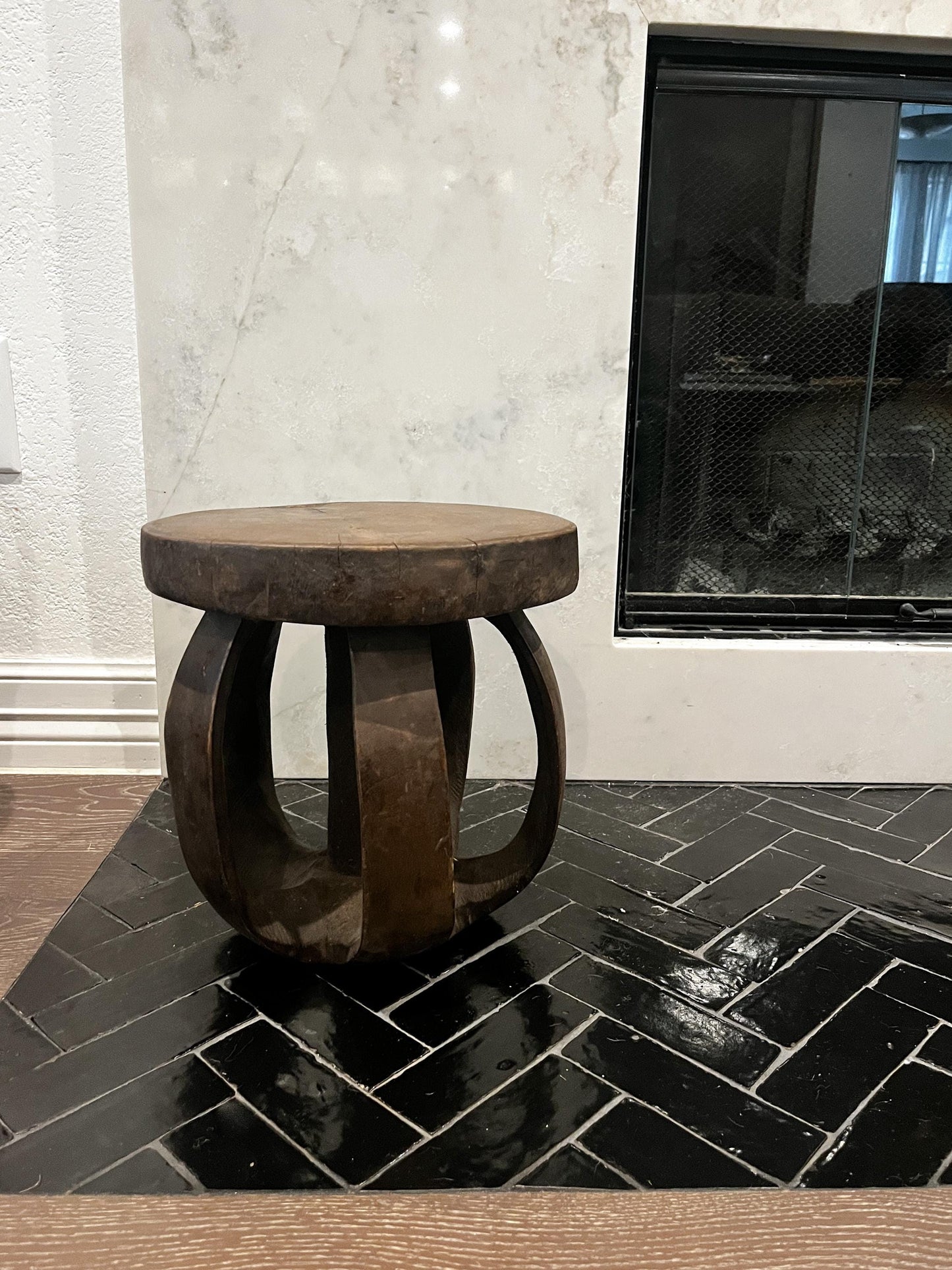 Vintage African Baga Stool: Round Accent Table