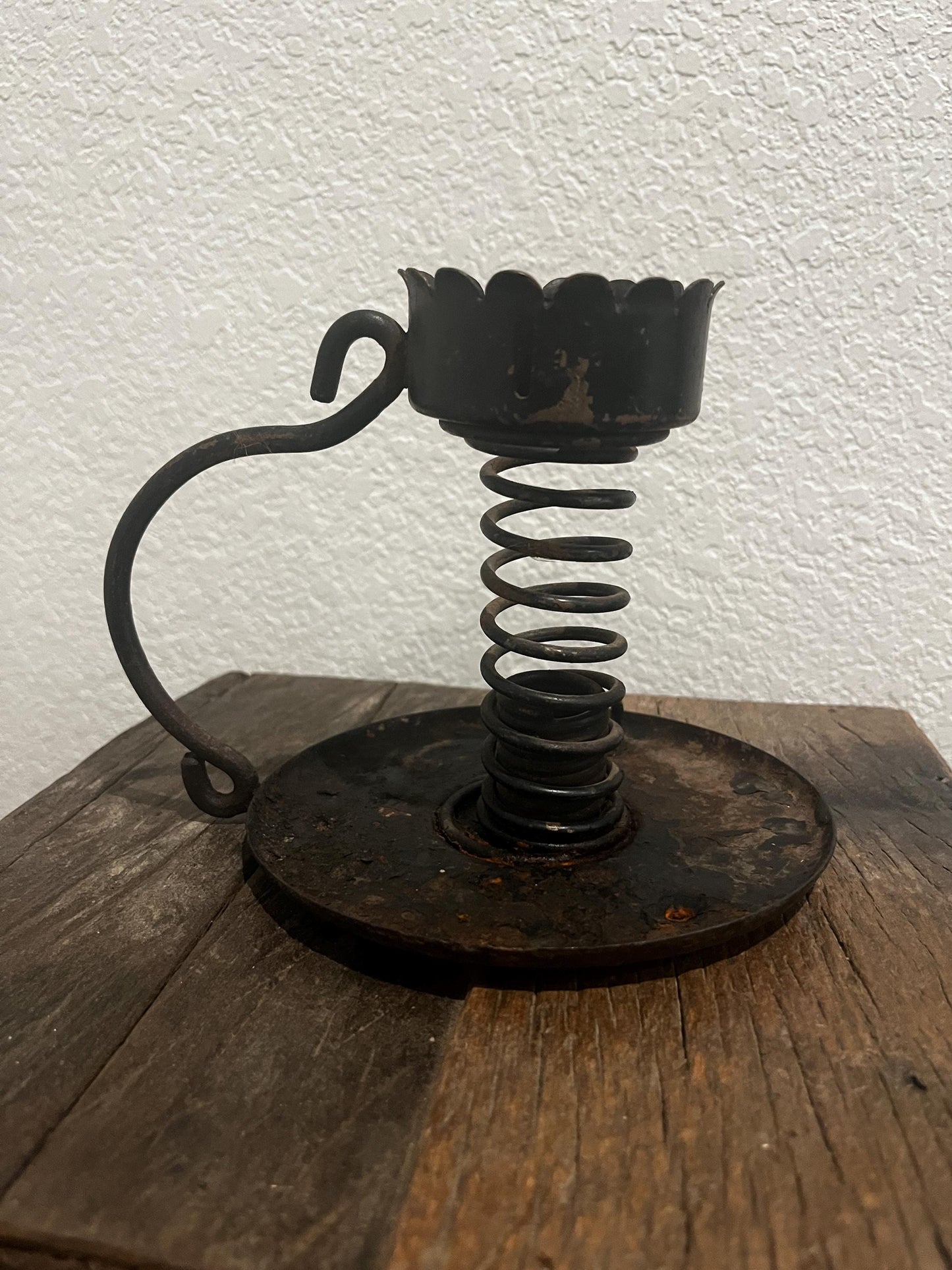 Antique Wrought Iron Courting Candlestick Holder