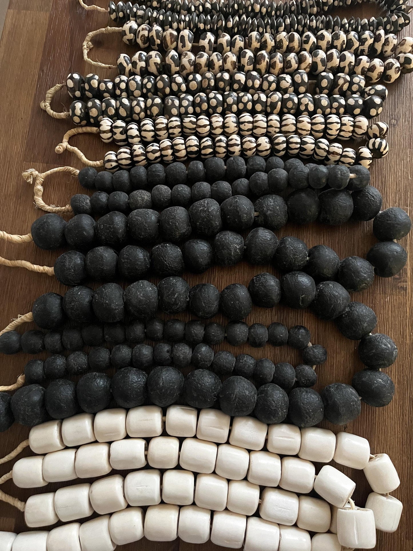 Vintage African Batik Bone Bead Strand