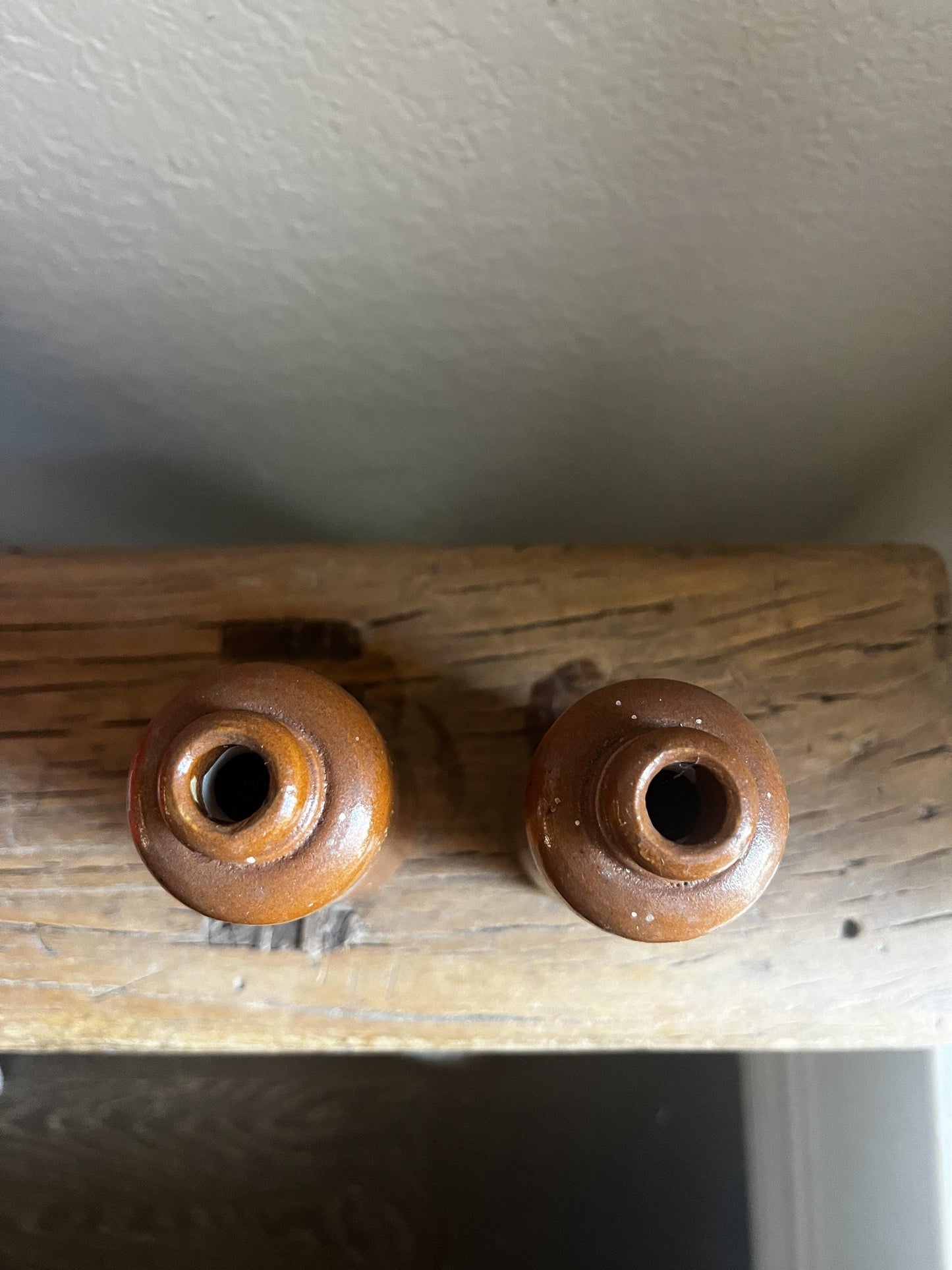 Vintage Brown Stoneware Pottery Bottle Vase