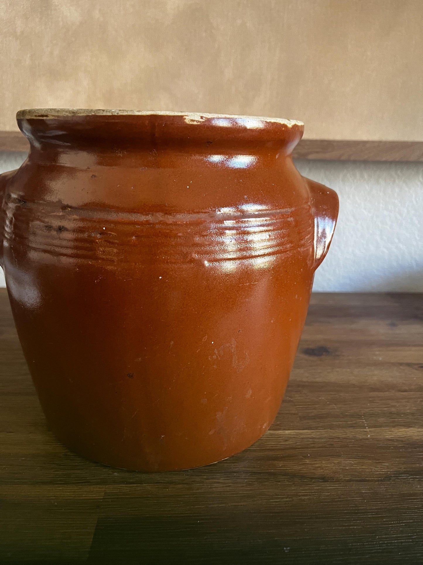 Antique French Confit Pot Brown