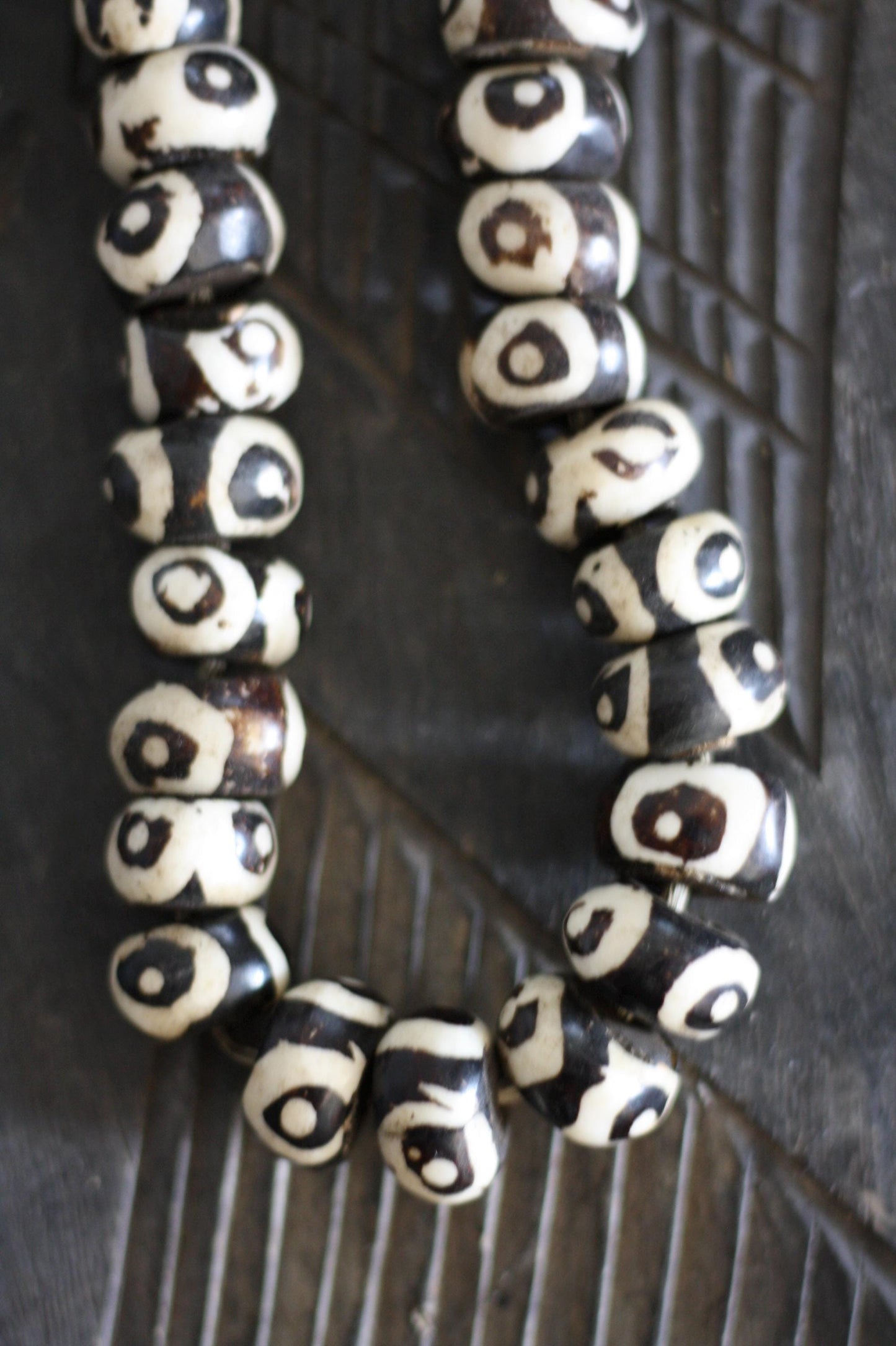Vintage African Batik Bone Bead Strand