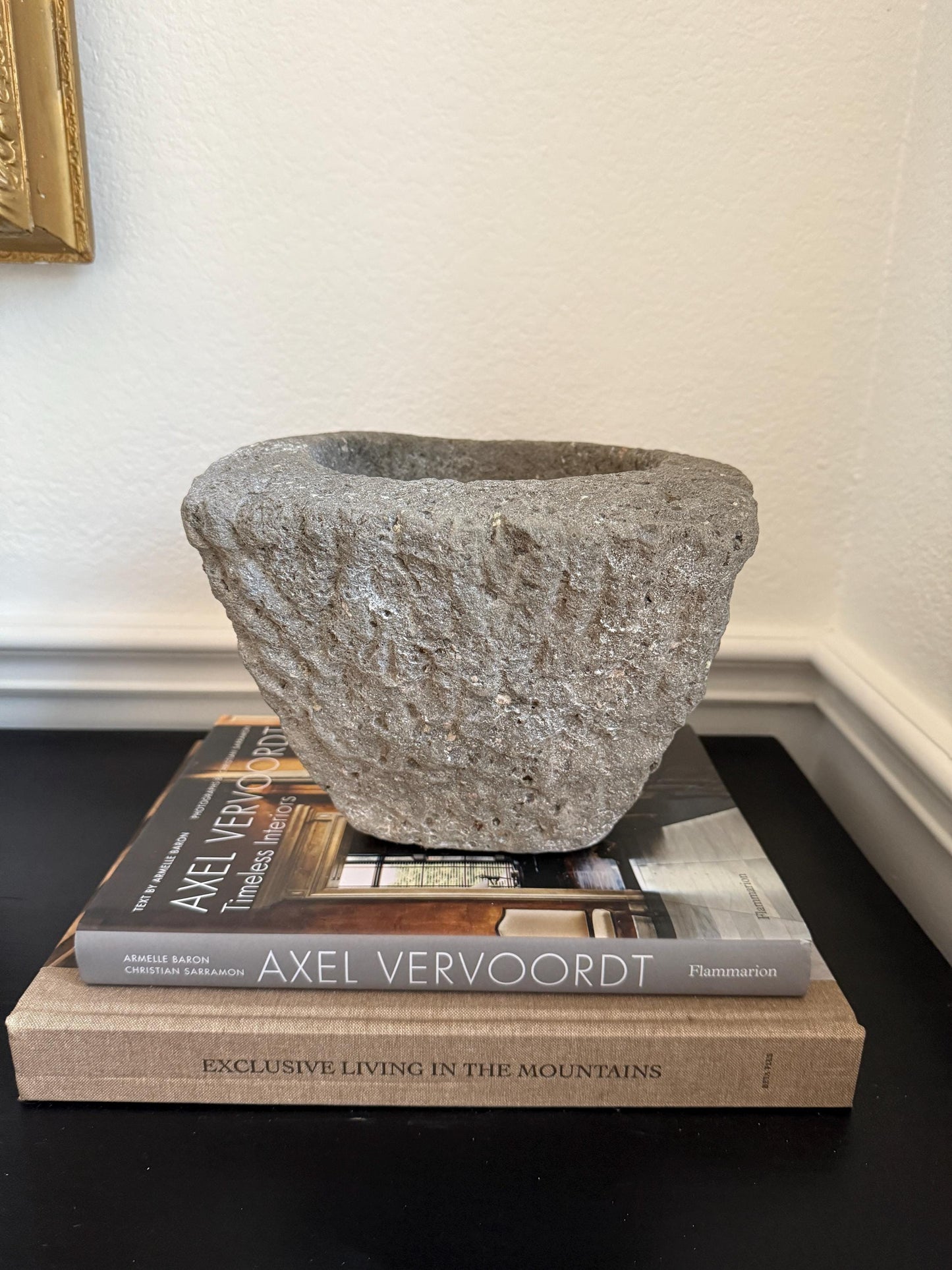 Large Vintage Stone Mortar Planter
