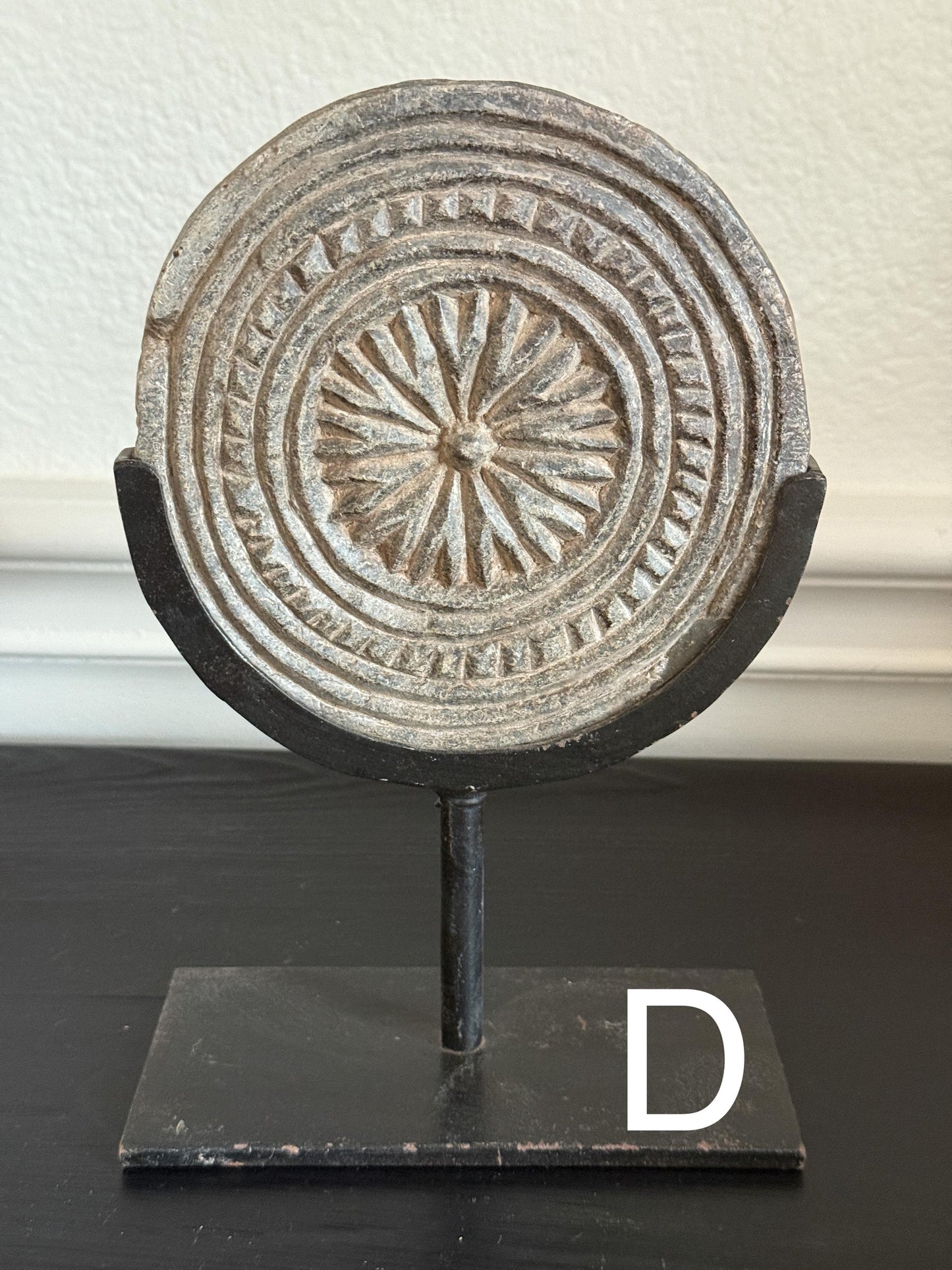 Antique Black Stone Cookie Mold with Stand