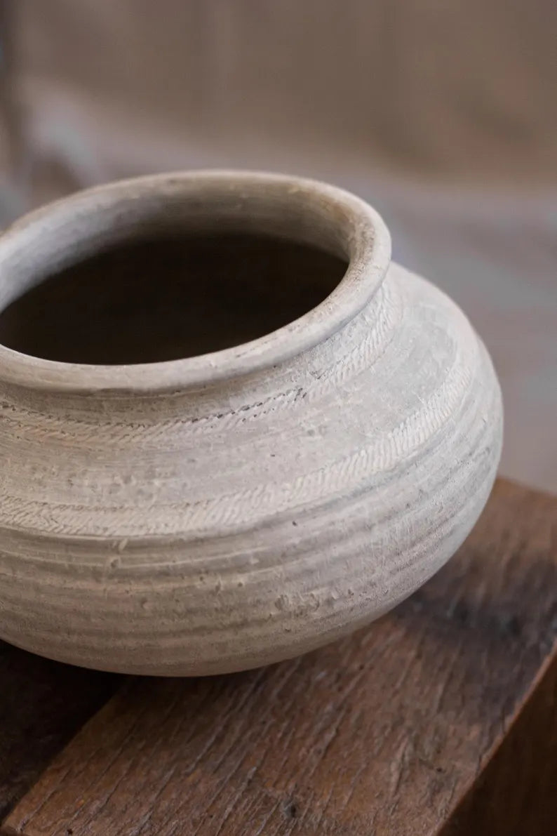 Medium Vintage Clay Vessel with Stand