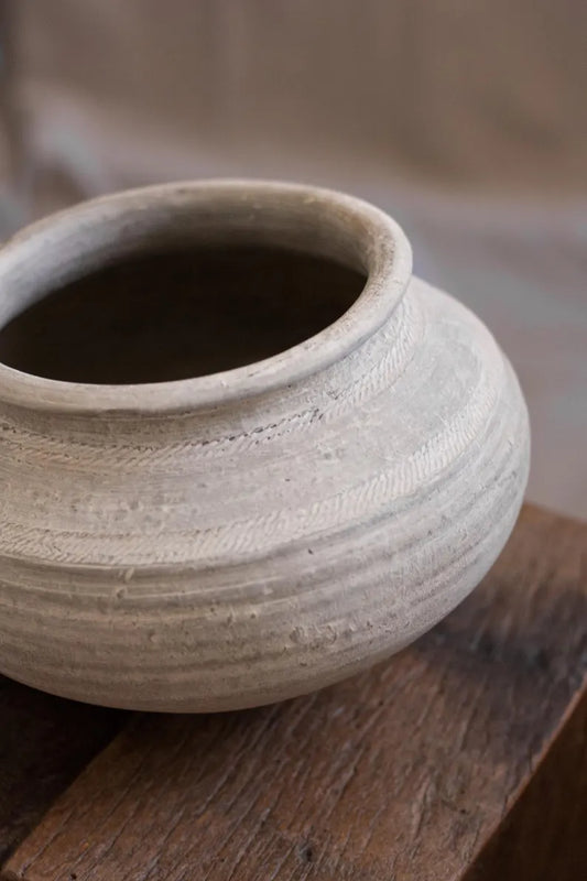 Medium Vintage Clay Vessel with Stand